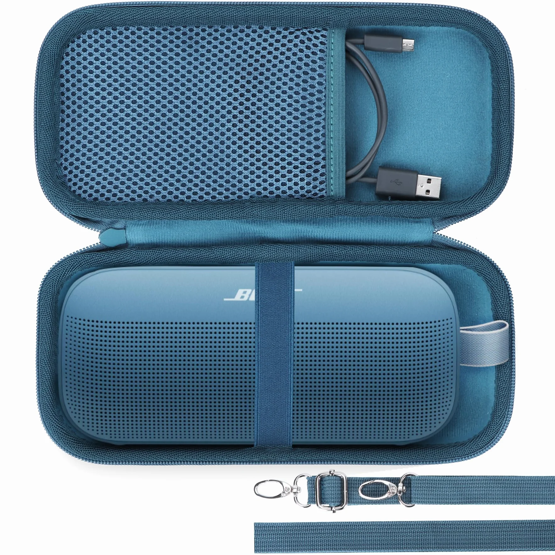 Lebakort Twarde etui kompatybilne z przenośnym głośnikiem Bluetooth Bose SoundLink Flex (2. generacji) (granatowa obudowa)
