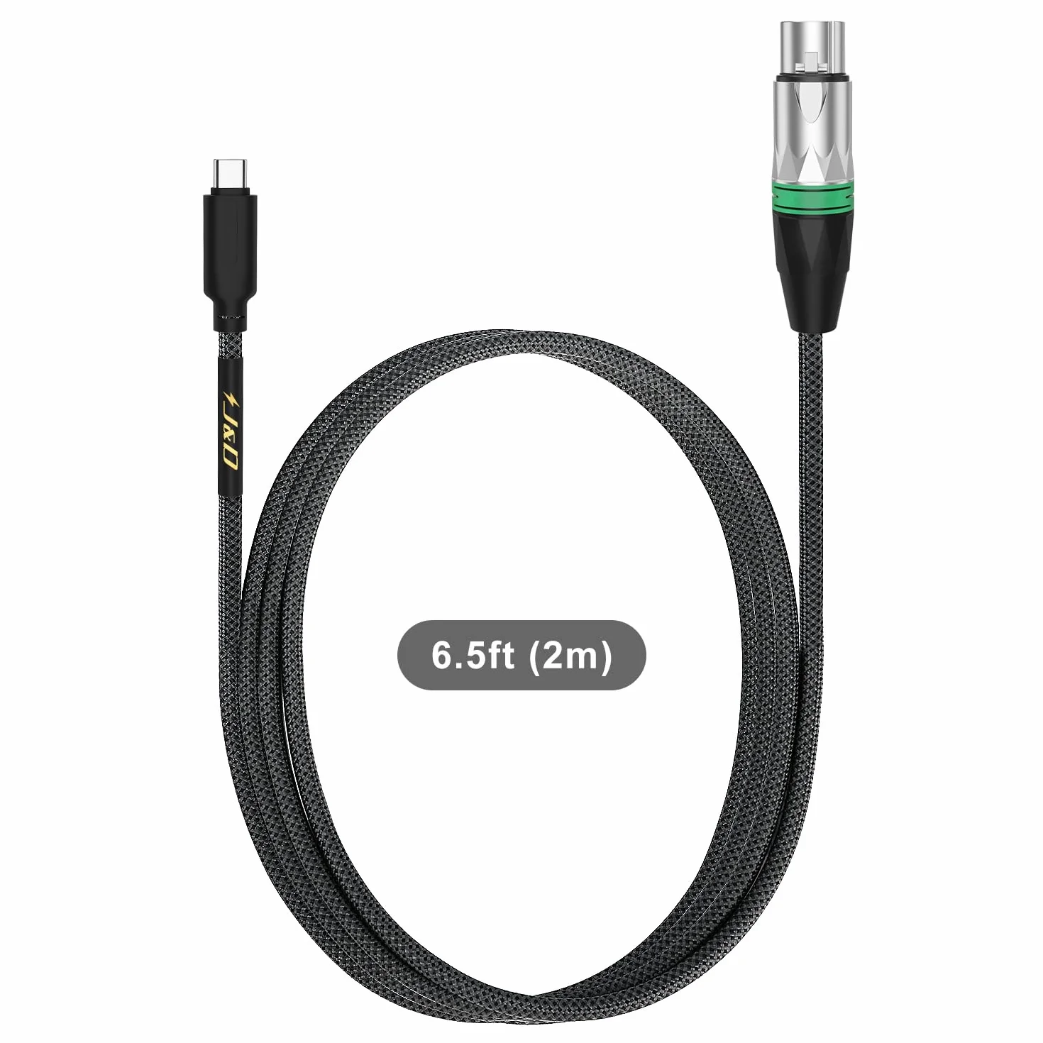 J&D USB C do XLR Mikrofonowy Kabel Audio do Nagrywania Dźwięku, Dynamiczny Mikrofon, Pleciony USB C do XLR Żeński Kabel Kompatybilny z iPhone 16/17 Serii, 2 m
