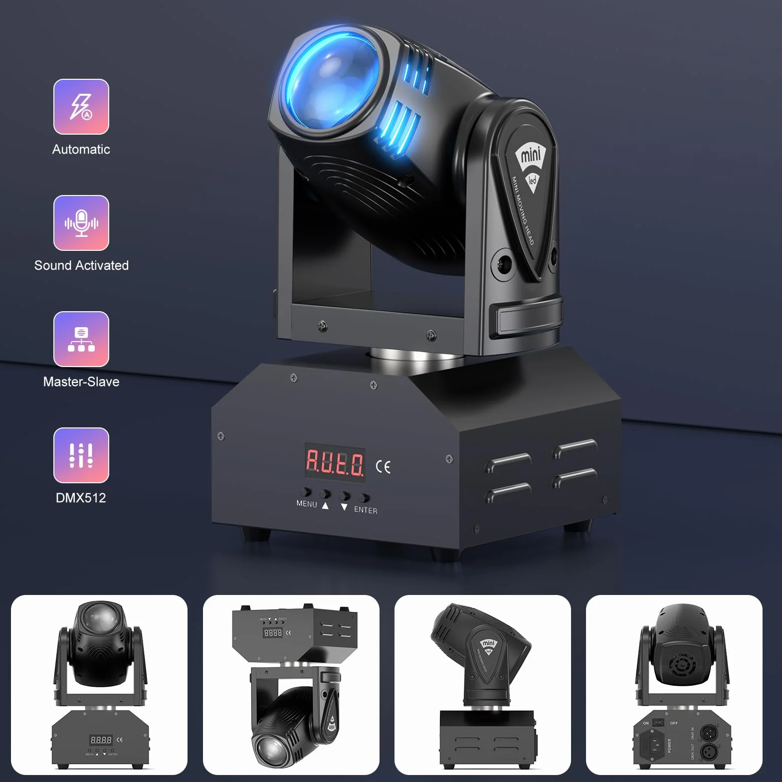 UKing 30W LED Moving Head Beam DMX RGBW 11/13 CH Światło Dyskotekowe Efekty Świetlne Sterowanie Muzyką DJ