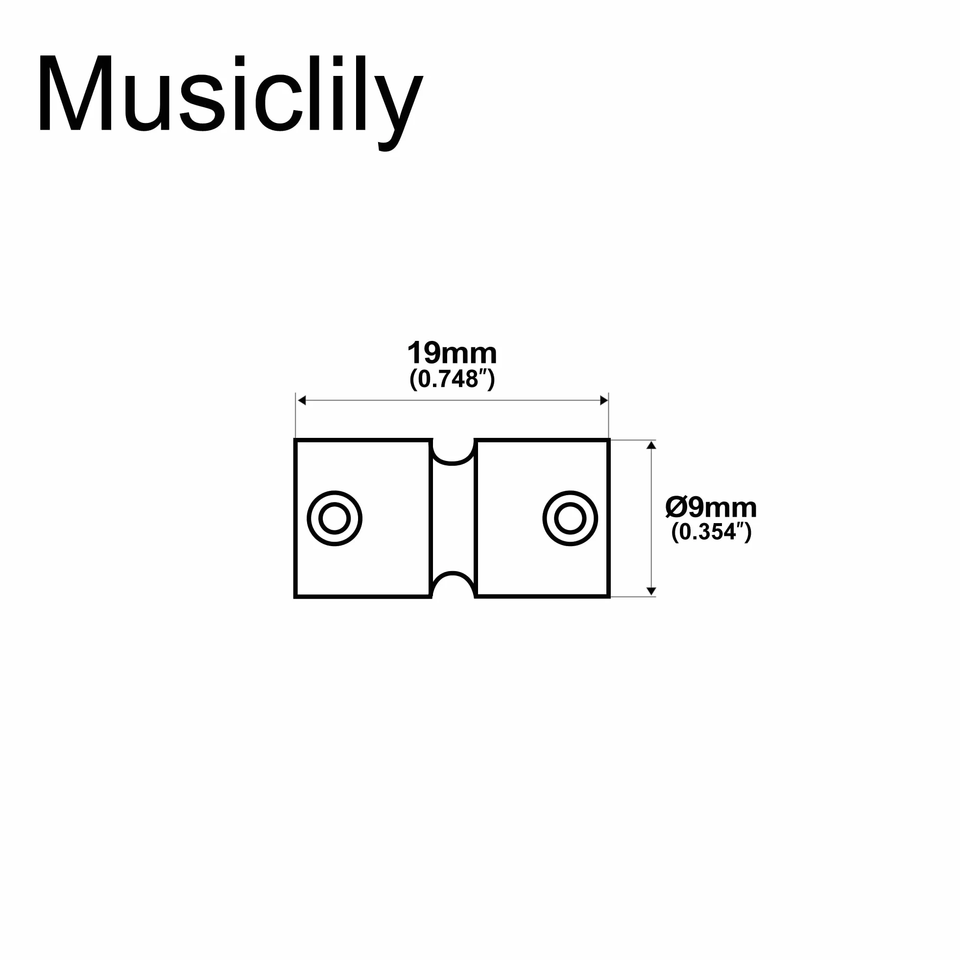 Musiclily Pro 19mm Siodełko Mosiądz Mostka Basowy do 4-strunowy Gitary Basowej Precision Bass/Jazz Bass, Chrom(4 szt.)
