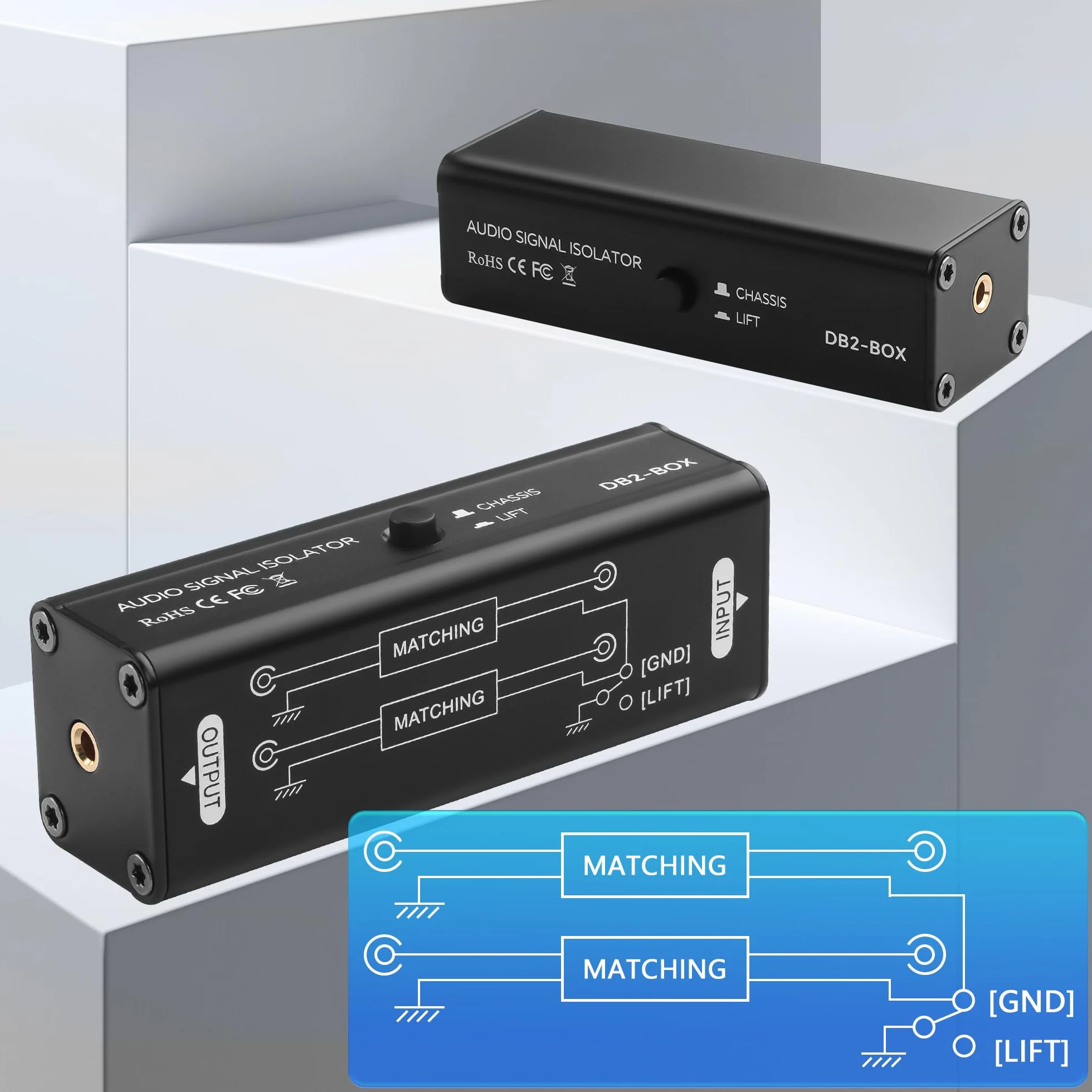 CERRXIAN Izolator szumów 3,5 mm, eliminator szumów, izolator sygnału audio 3,5 mm, eliminuje zakłócenia hałasu, filtr szumów eliminuje szum pętli uziemienia do użytku w studiu, domu lub na scenie