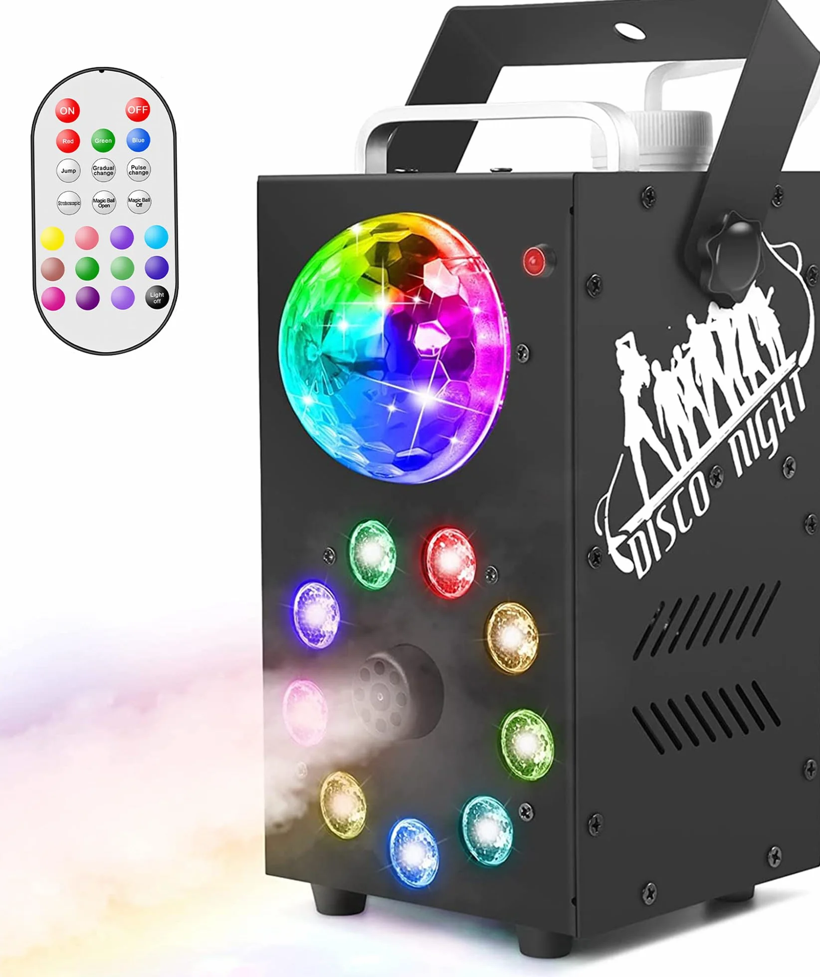 Wytwornica mgły, 700 W, z kulą dyskotekową z podświetleniem LED, maszyna do mgły z pilotem zdalnego sterowania, do dekoracji, na Halloween, Boże Narodzenie, imprezy i pokazy sceniczne