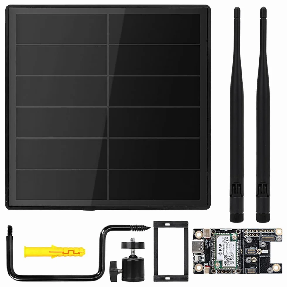 KEEPTEEN D5 Solar Lora Node Meshtastic Device Repeater mit Wisblock RAK19007 RAK4631 Board 868 MHz Mesh Lora Antenne NRF52840 Bluetooth Solarpanel Eingebauter 5000 mAh Batteriecontroller