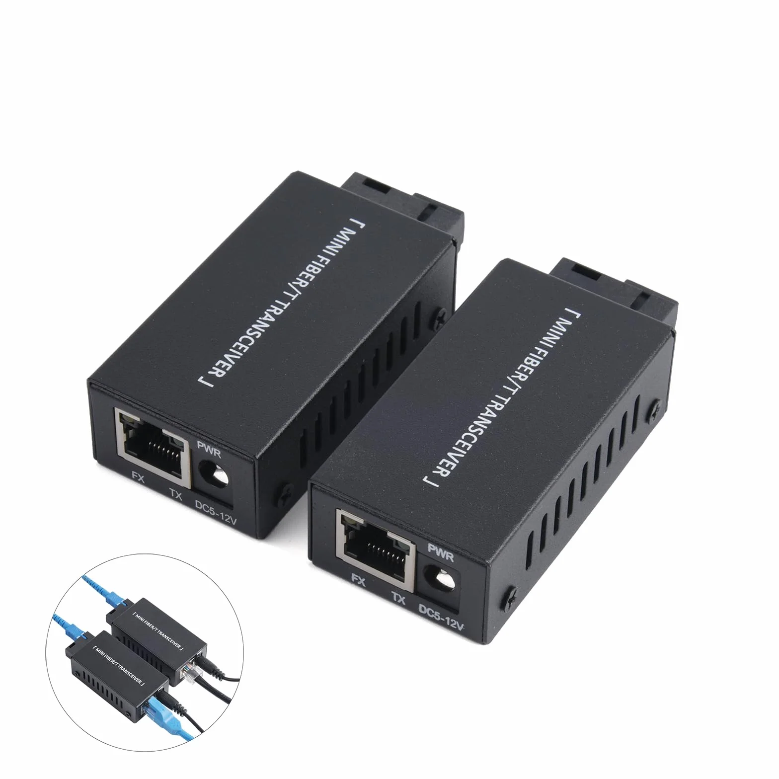 1 para mini Gigabit Fiber Optical Media Converter - 100/1000 Mbps Optic Transceiver SC to RJ45 Ethernet Switch, zasięg 20 km z zasilaczem