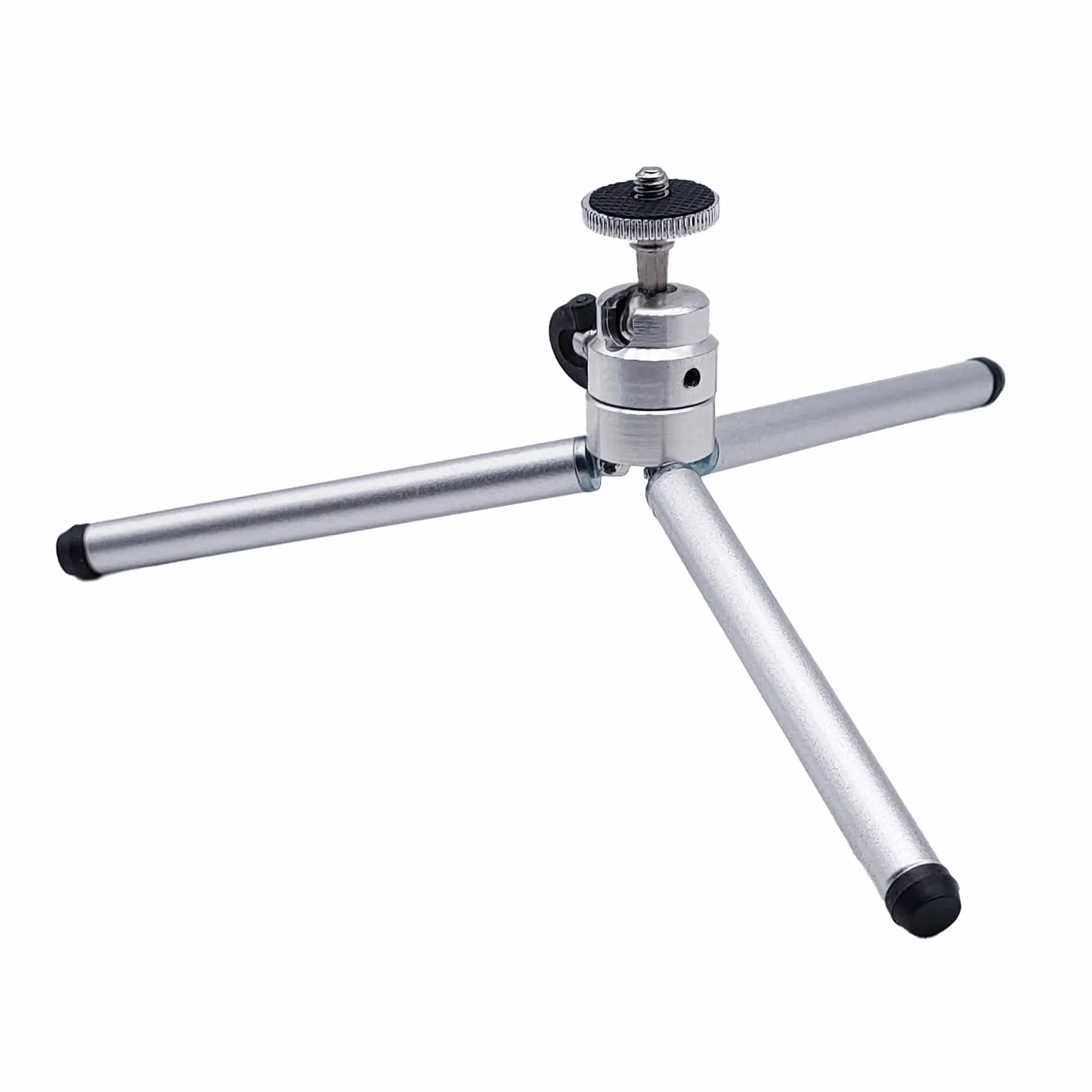 Mini statyw stołowy | Regulacja wysokości 7/14/26 cm | Obrót 360° głowicy kulkowej | Kompatybilny z aparatami i smartfonami | Kompaktowy i lekki, srebrny, Metal