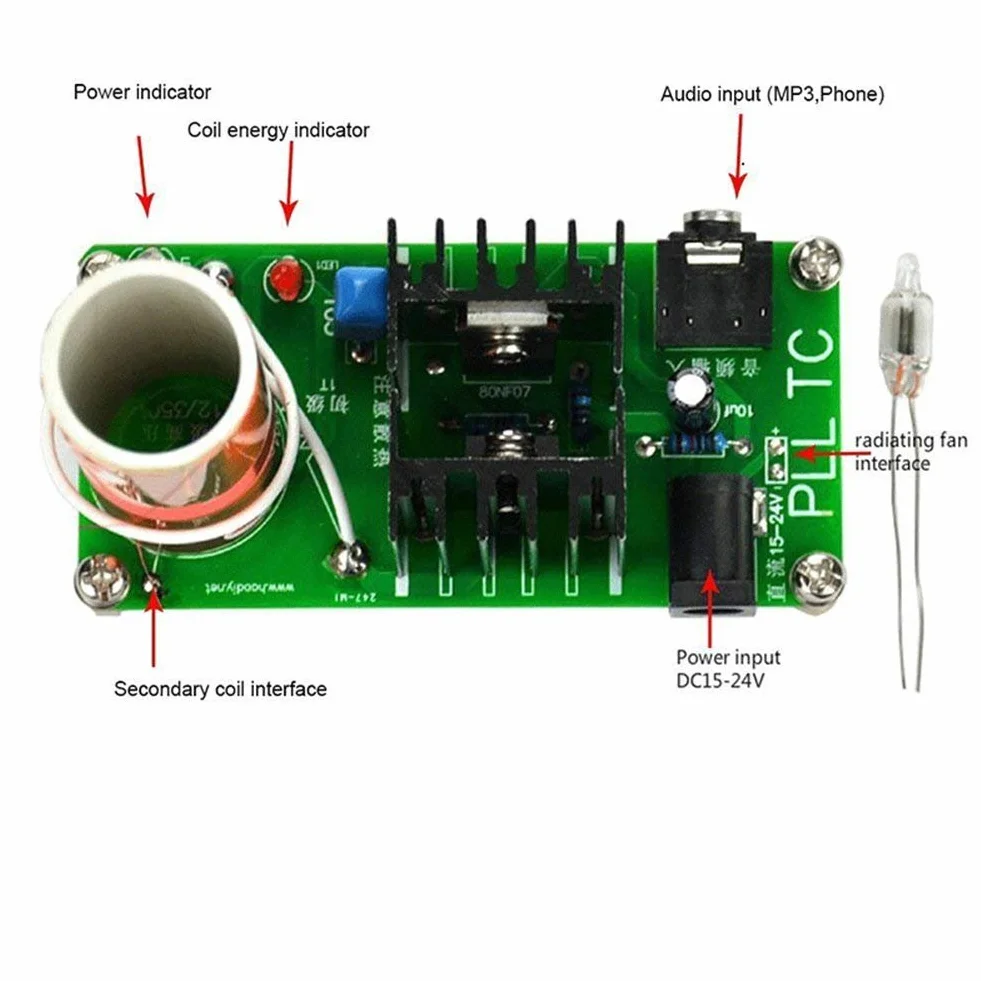 DollaTek DC 15-24 V 15W Mini muzyka cewka Tesla G?o?nik plazmowy zestawy DIY Tesla G?o?nik plazmowy Bezprzewodowa transmisja ZESTAWY DIY