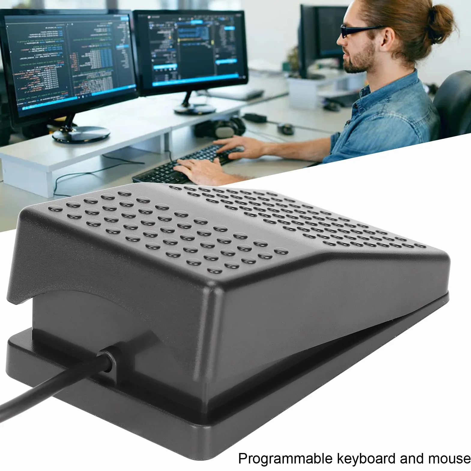 PC Pedał Nożny USB, Antypoślizgowy Pojedynczy Przełącznik Nożny na Klawiaturze, Dostosowany Pedał do Klawiatury Komputerowej z Kablem 2M, do Gier Wideo, Klawiatura Komputerowa, Mysz