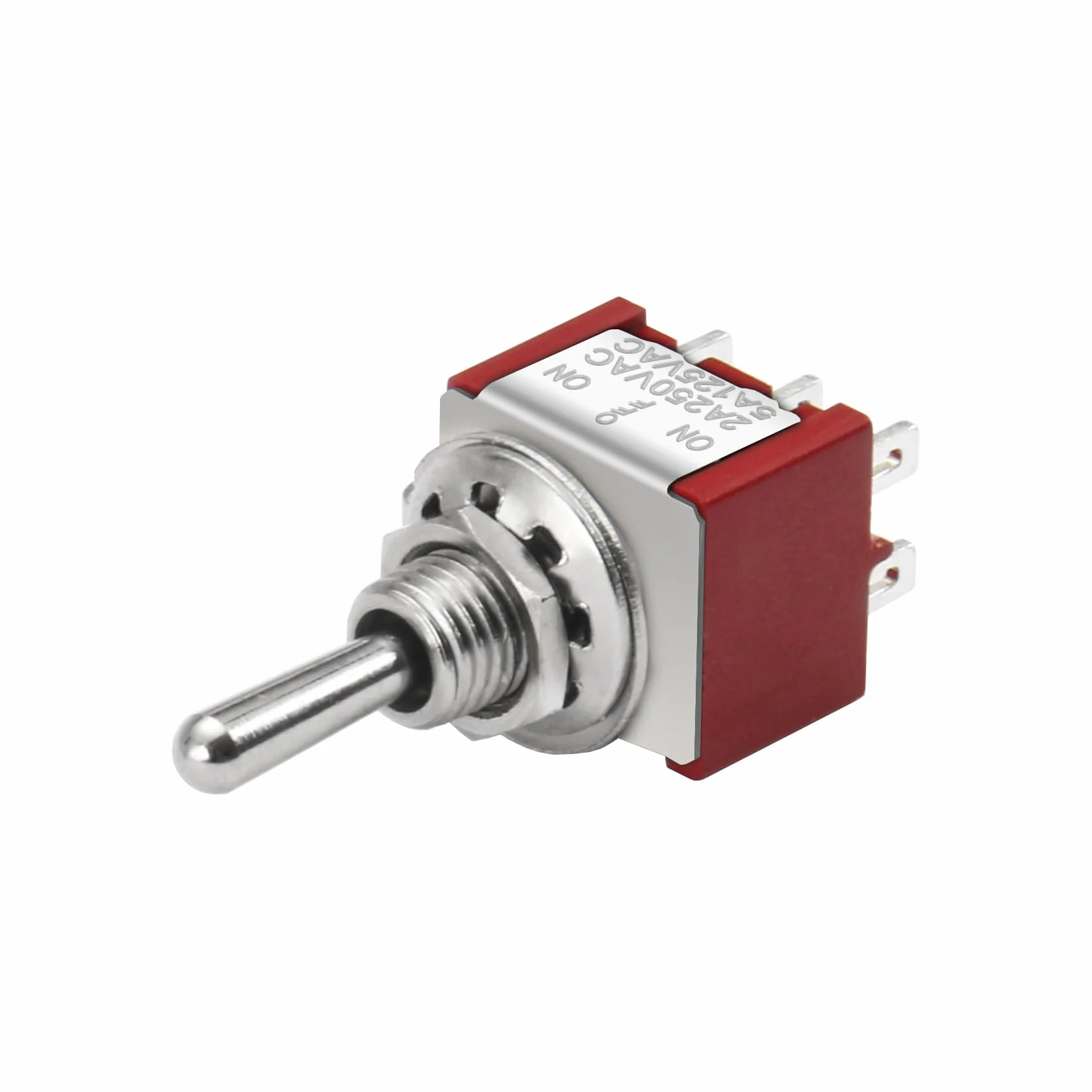 Heschen Miniaturowy przełącznik dźwigienkowy MTS-203 ON-OFF-ON DPDT 6 pin, 2 A 250 V 6 A 125 V UR, 5 sztuk