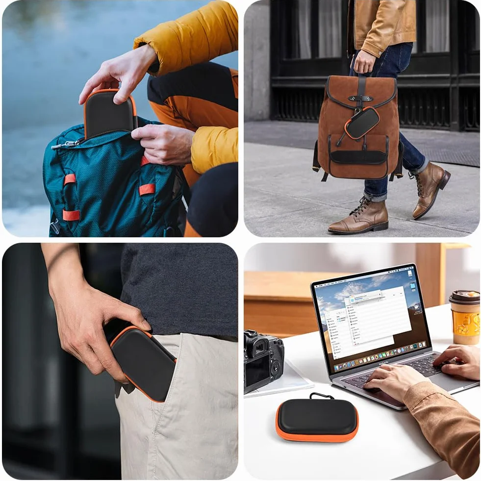 obudowa dysku twardego kompatybilna z Sandisk Extreme Pro/Sandisk Extreme Portable External Ssd 128gb 500gb 1tb 2tb, etui ochronne i torba podróżna (pomarańczowo-czarna)