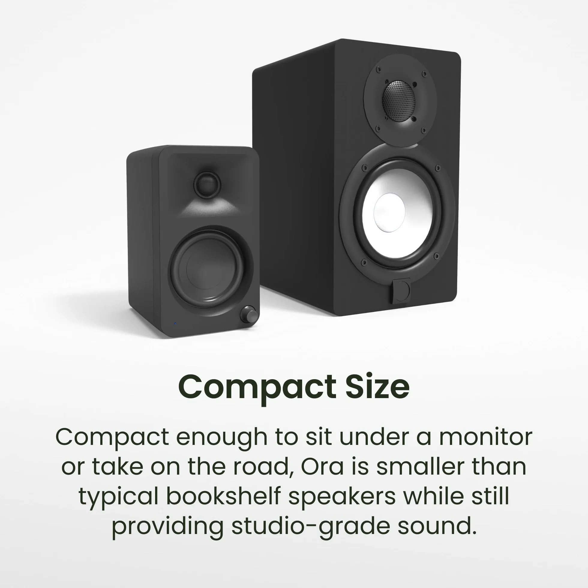 Kanto ORA 100W Powered Bi-amp Reference Desktop Computer Speakers w/Bluetooth 5.0 & USB-C | 100 Hz Crossover | Reference Quality Sound | Pair | Black