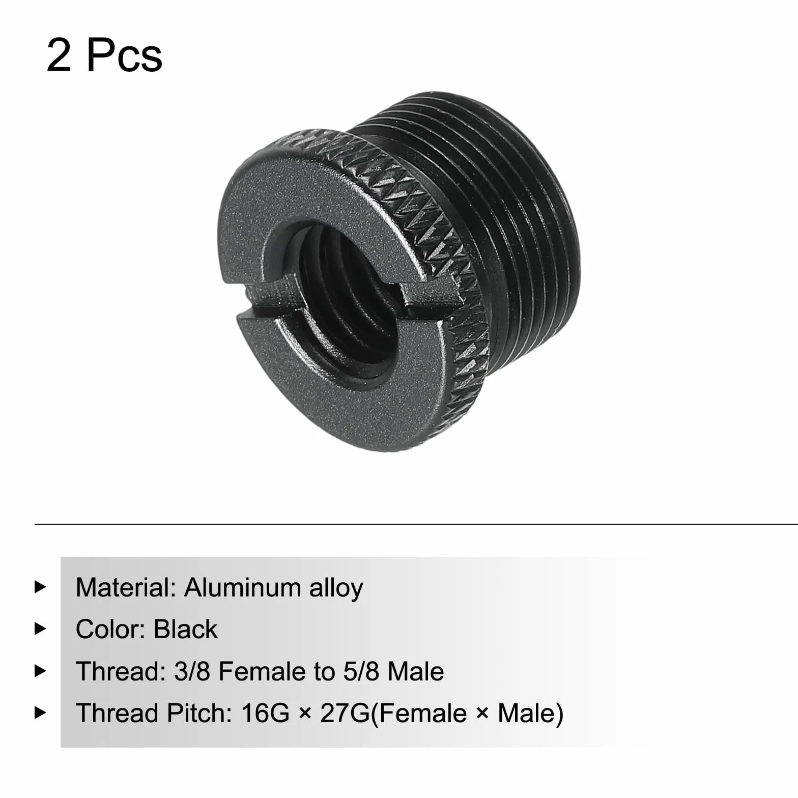 PATIKIL Adapter stojaka mikrofonowego 3/8 żeński na 5/8 męski adapter śrubowy ze stopu aluminium do statywu mikrofonowego czarny 2-pak