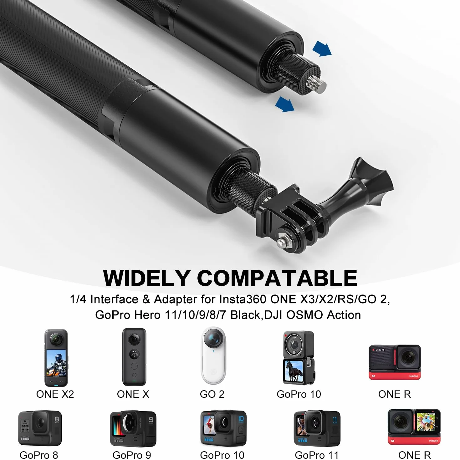 Wiseten Wysuwany Statyw Kijek do Selfie do GoPro Insta360, 120CM Wysuwany Uchwyt Selfie Vlog Przenośny Statyw Akcesoria do GoPro Hero 13 12 11 10 9 Black insta360 X3 X4 DJI Osmo Action 5 Pro