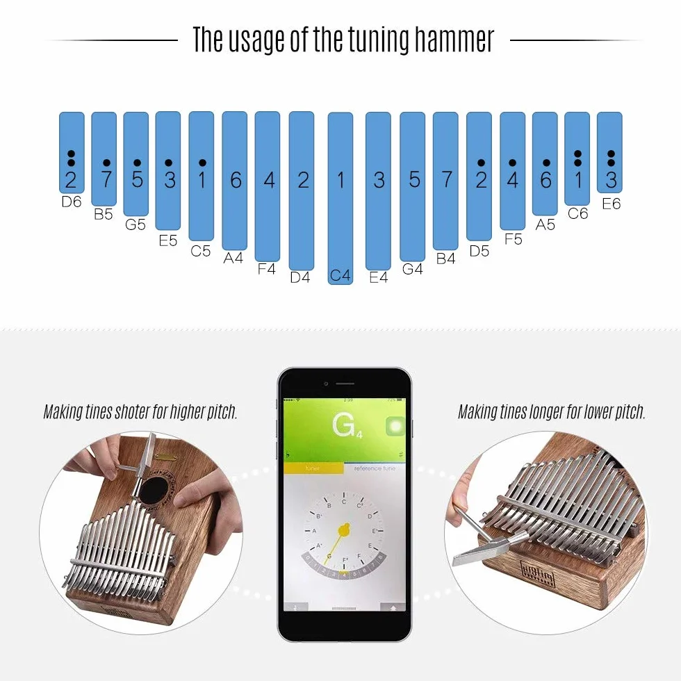 LingTing LT-K17A 17 klawiszy Kalimba Mbira Thumb Piano （zaklinacz wiatru） Prezent dla dzieci Dorośli Początkujący Profesjonaliści