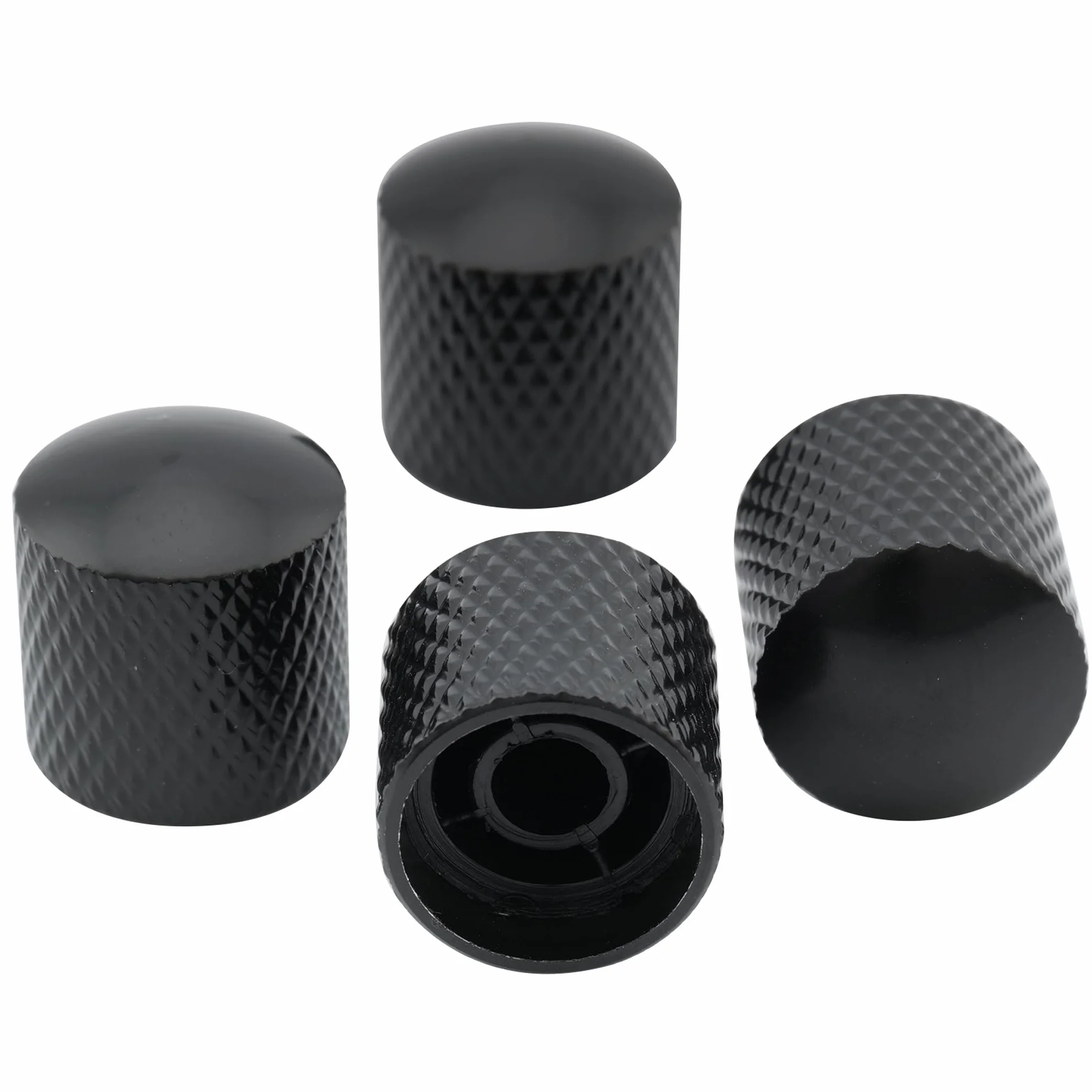 Musiclily Metryczna 6mm Metalowa Gałka Dome Knobs do Gitary Elektrycznej Telecaster lub Precision Bass, Czarny (4 szt.)