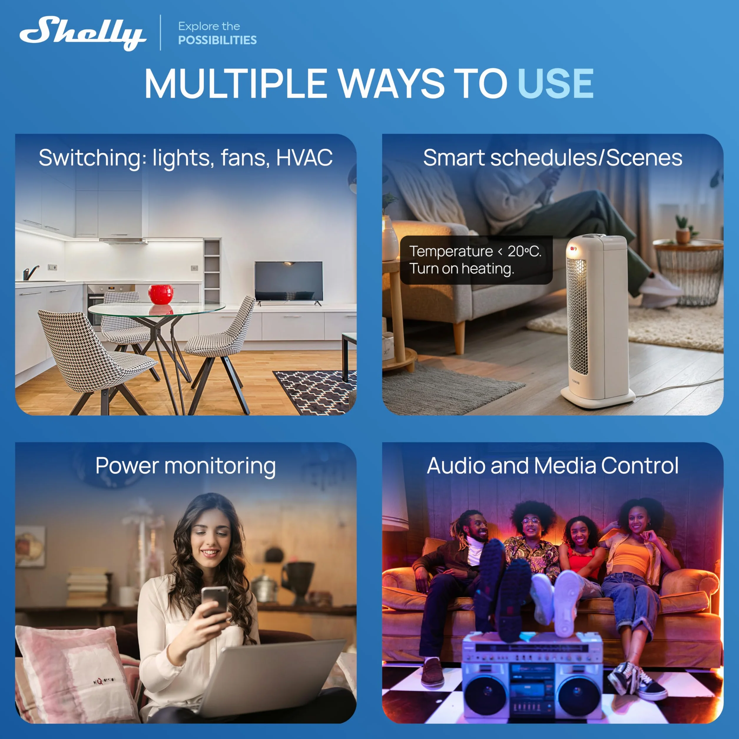 Shelly Wall Display XL czarny – panel sterowania Smart Home, termostat, wbudowany przekaźnik 5A, wymagany przewód neutralny, czujnik LUX, głośnik stereo, centrala sterująca, Alexa i Google Home