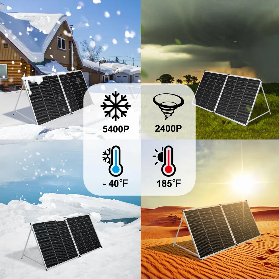 DOKIO Walizka solarna 200 W 18 V na baterie 12 V i stacja zasilająca z regulatorem ładowania (2 porty USB), torba transportowa