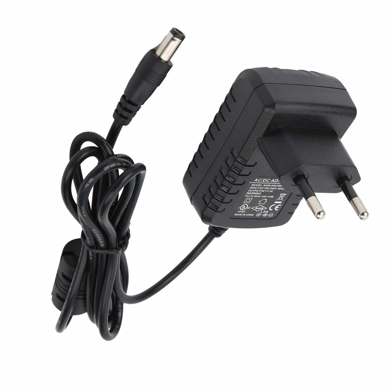 Zasilacz 9V 1A Kabel Zasilający 100-240V Ładowarka do Organów Elektrycznych Pedały Efektów Gitary Fortepianowej(EU Plug)