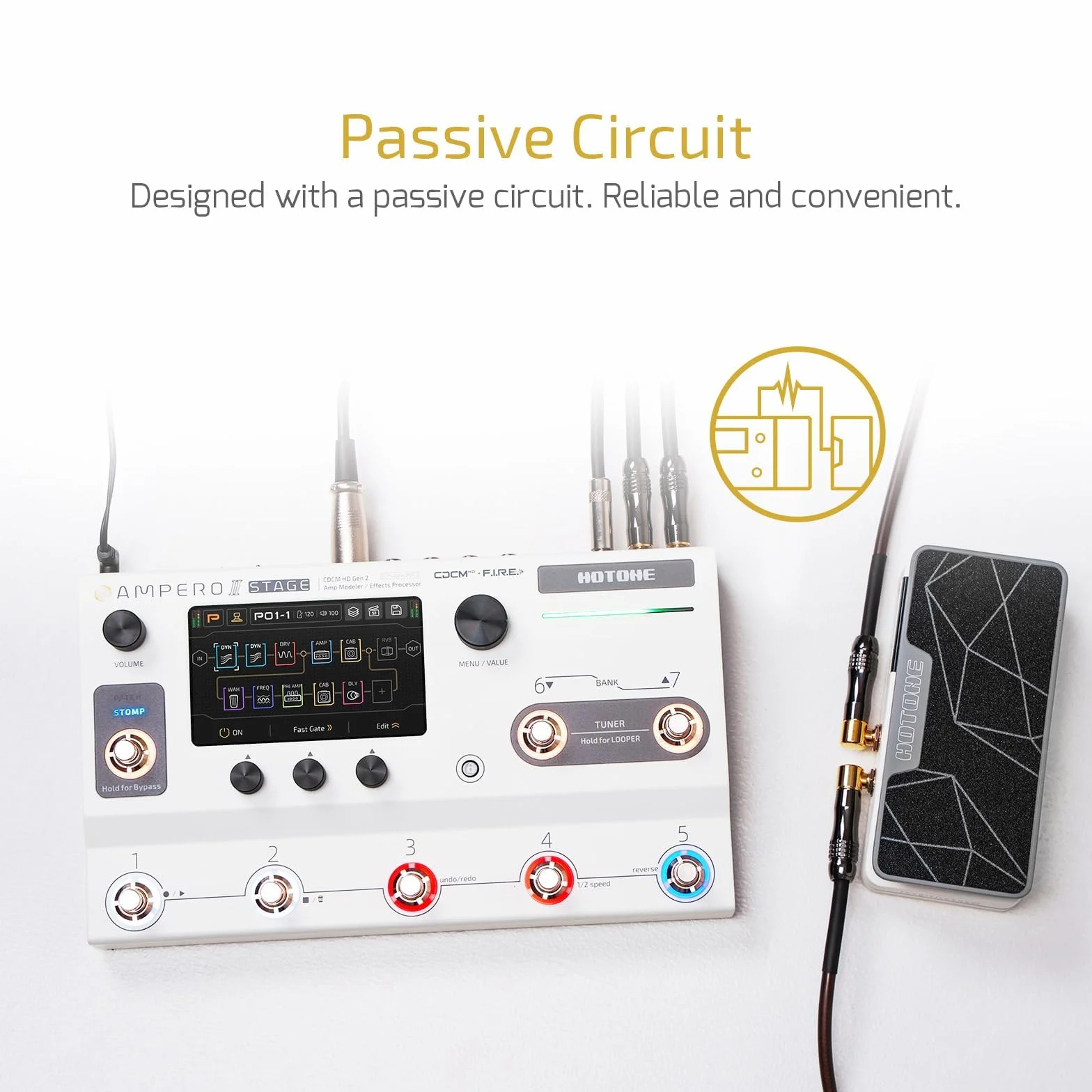 HOTONE Passive Volume Expression przełącznik nożny 2 w 1, efekt gitarowy, EXP Ampero II Press