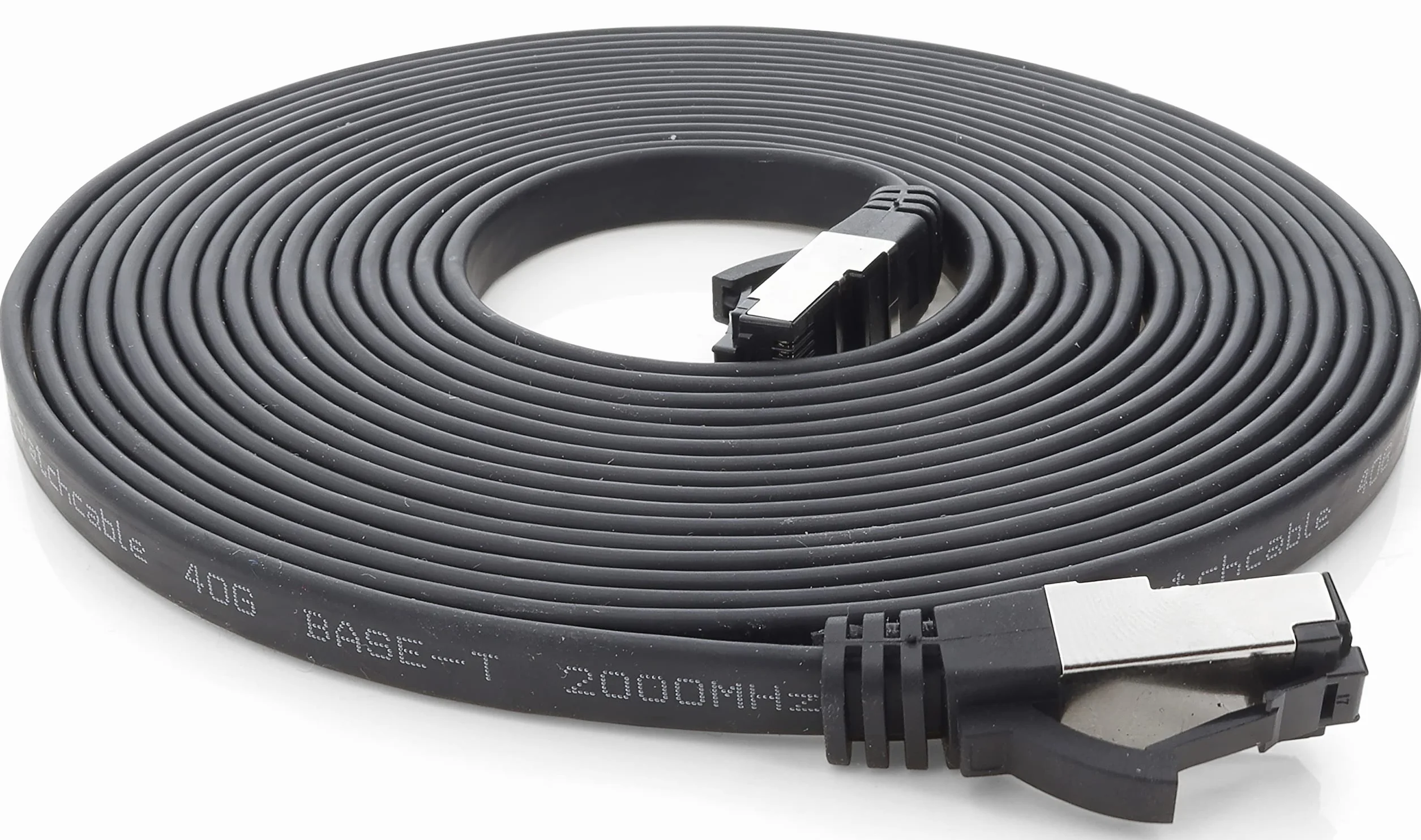 Kabel krosowy 5 m Cat 8 płaski czarny 40 Gigabit kabel sieciowy Ethernet LAN kabel 40 Gbits 2000 MHz kabel krosowy Cat8 kabel LSZH TPE PIMF Rj45 wtyczka 1 sztuka - 5 m