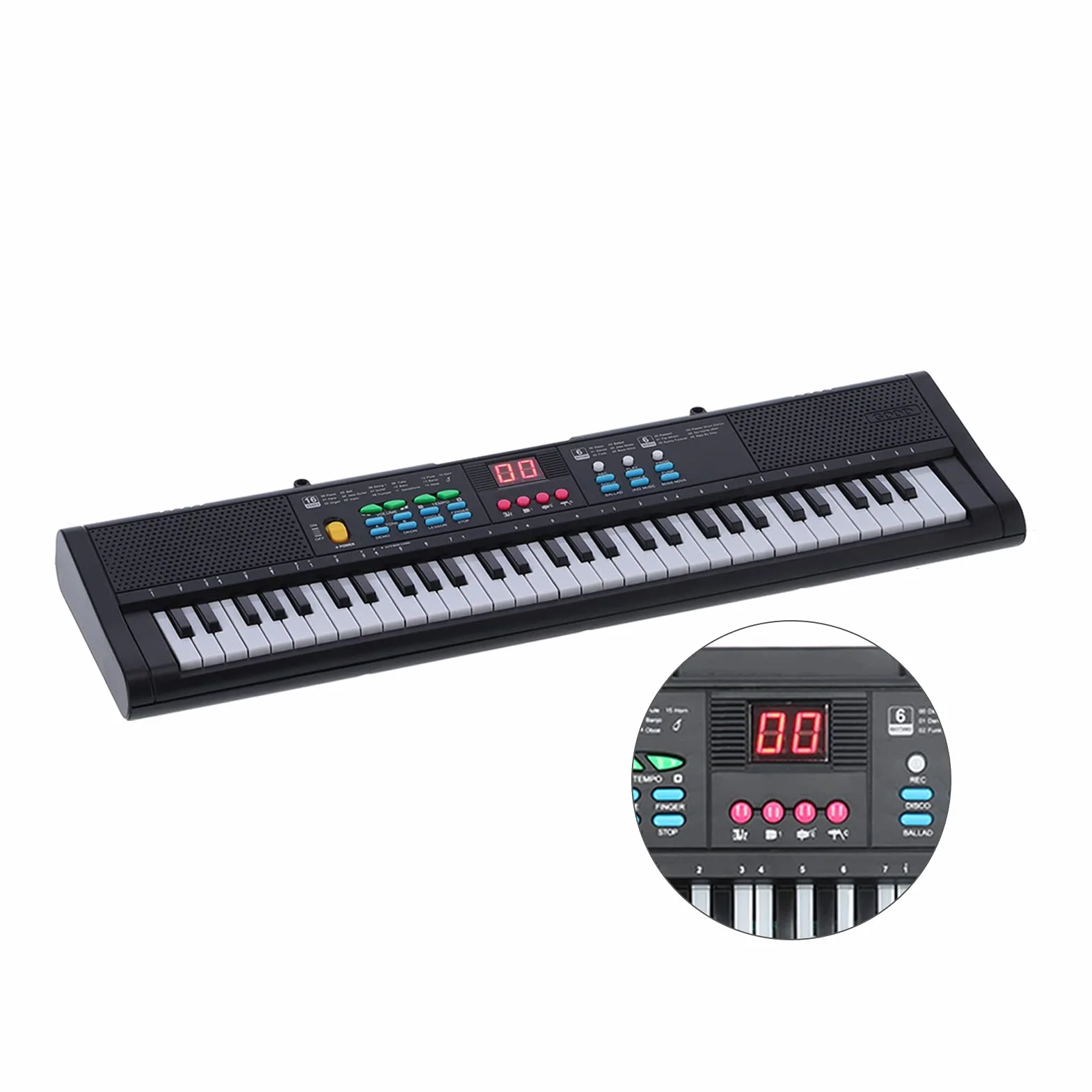 MQ6186 Klawiatura Pianino Przenośne, 61 Klawiszy Elektroniczne Cyfrowe Pianino Muzyczne Wielofunkcyjne z Mikrofonem z Pełnowymiarowymi Klawiszami dla Początkujących Dzieci