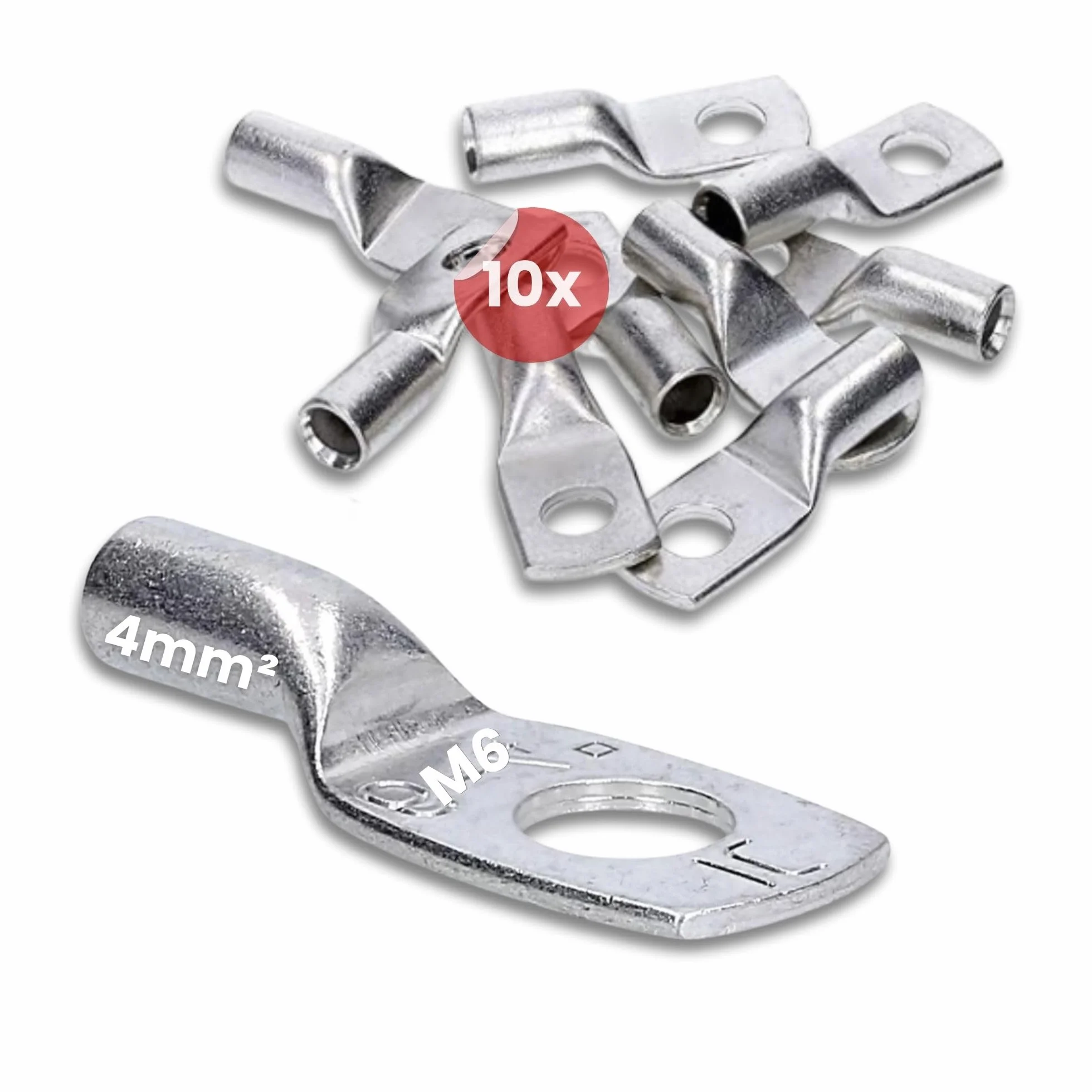 Kalitec HR4-6, 10 standardowych końcówek kablowych 4 mm² M6 I bez widocznego otworu I Made in Germany