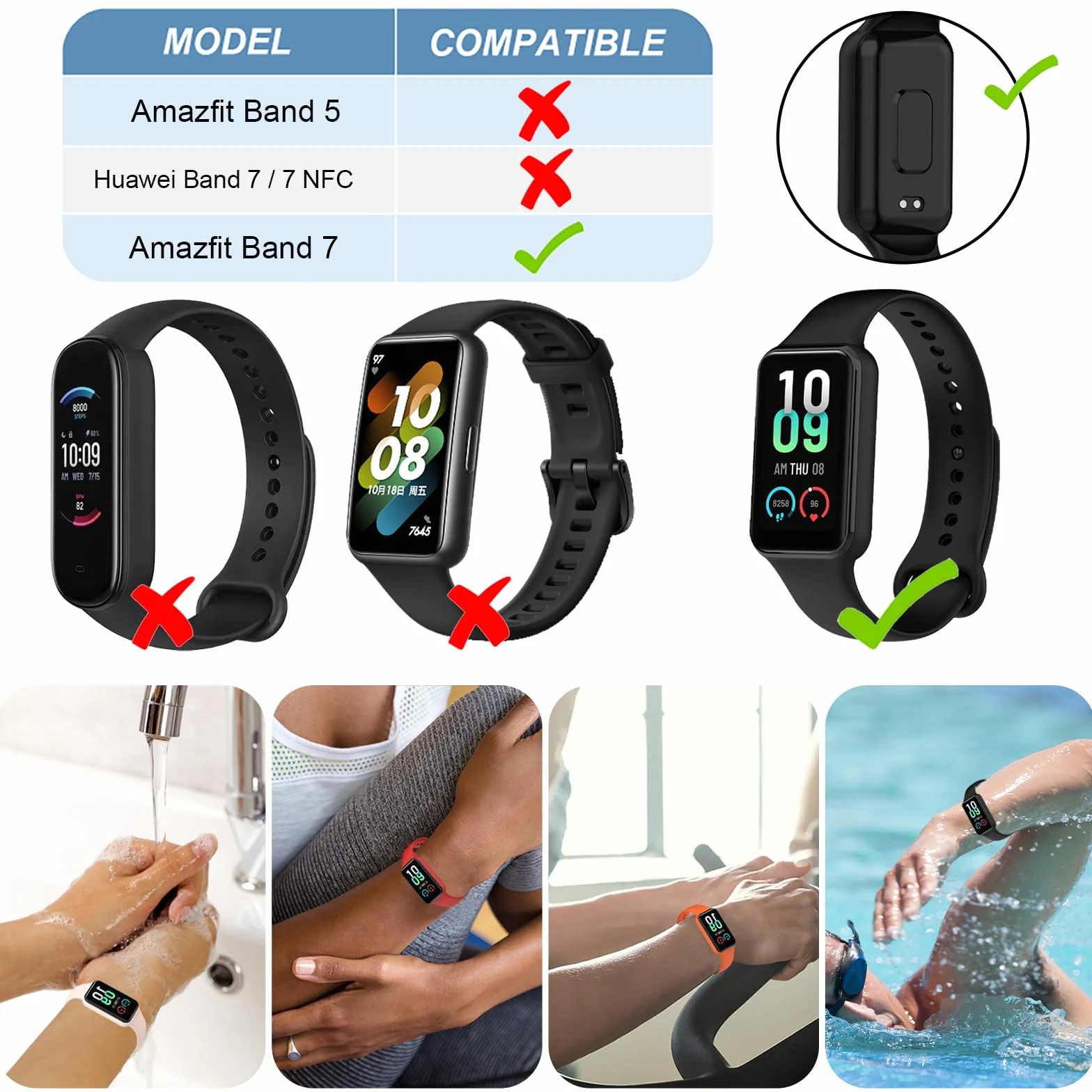 BDIG Silikonowa bransoletka sportowa, kompatybilna z Amazfit Band 7, dla kobiet i mężczyzn, bransoletka zastępcza, kompatybilna z Amazfit Band 7