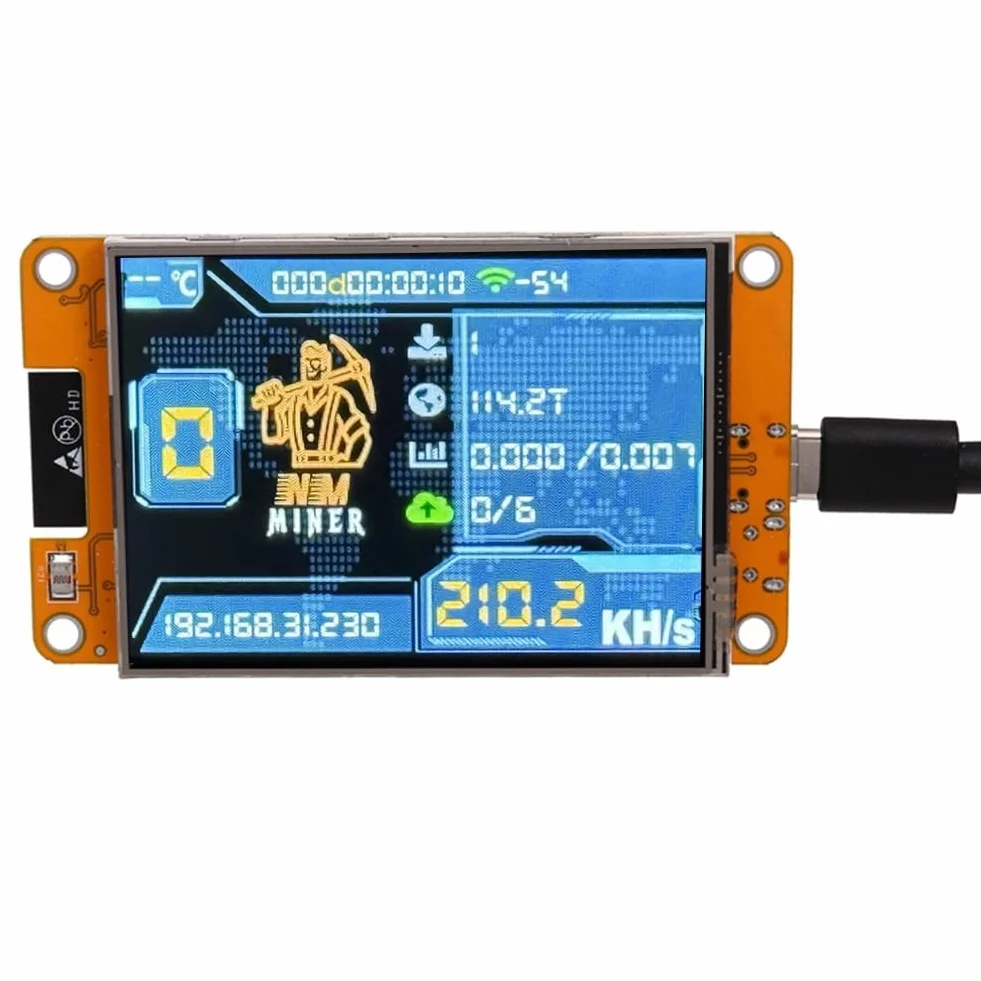 NMMiner NerdMiner 235KH/S Harshrate Bitcoin Crypto Solo Lottery Miner 2,8 Smart Display ulepszony NerdMiner