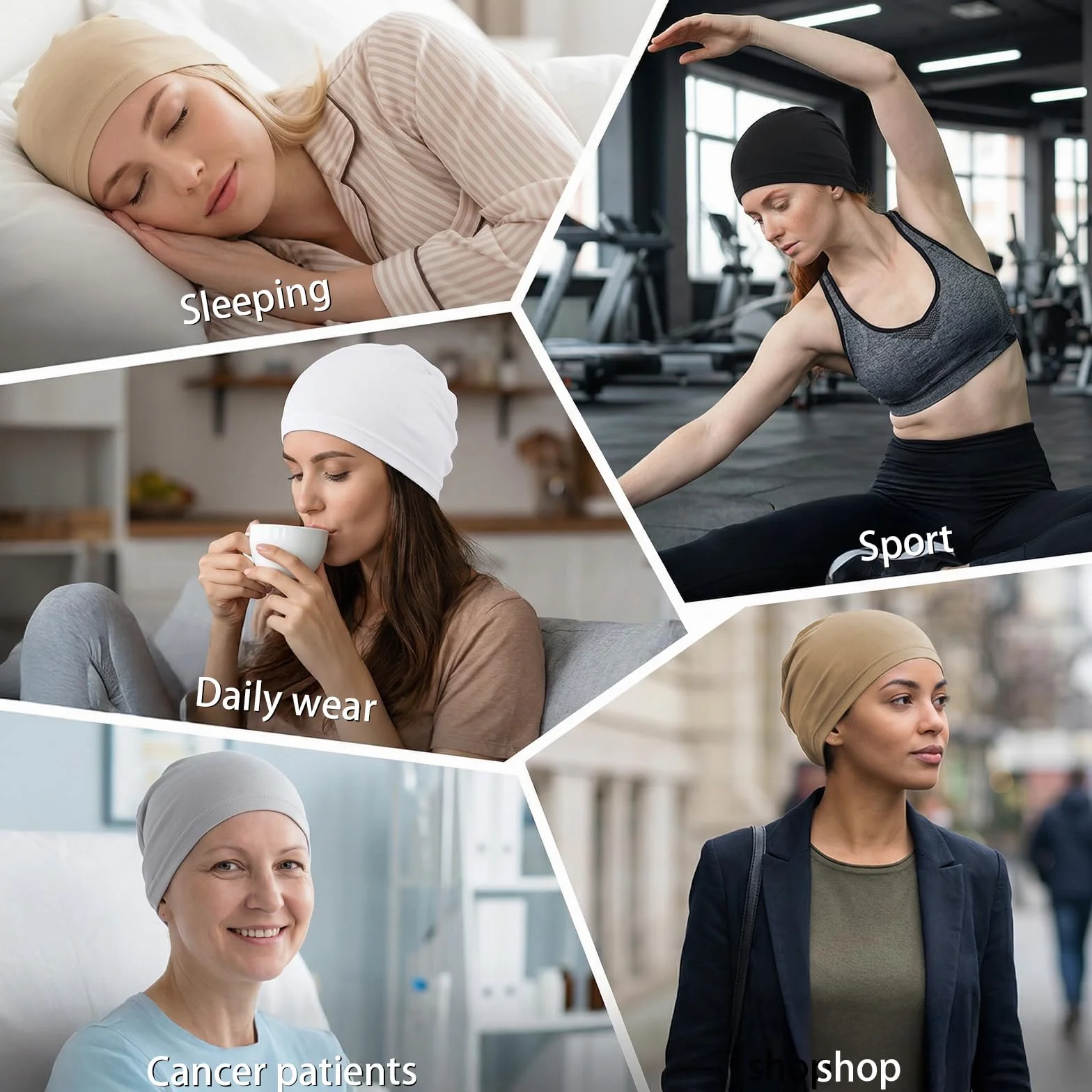 Sibba Chemo Nakrycie głowy dla kobiet, czapka Slouch Beanie, miękka, cienka czapka do spania, turban, nakrycie głowy w przypadku wypadania włosów i łysienia, na wszystkie pory roku