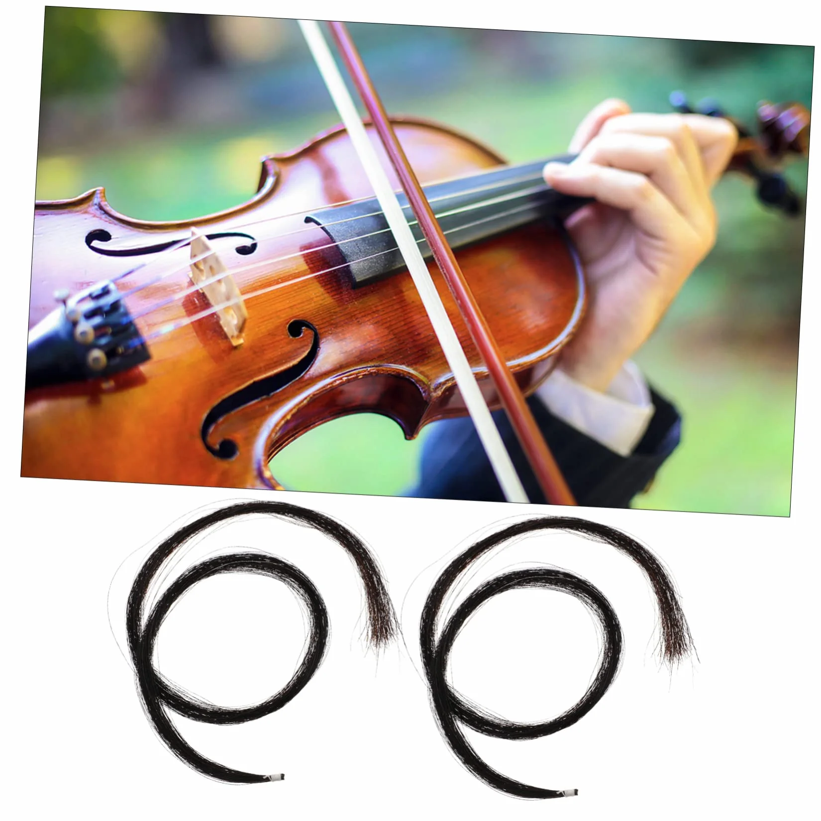 Hanks Natural Violin Horse Hair for Bow Repair Durable String Accessory for Violin and Smaller Instruments Pre-tied for Easy Installation