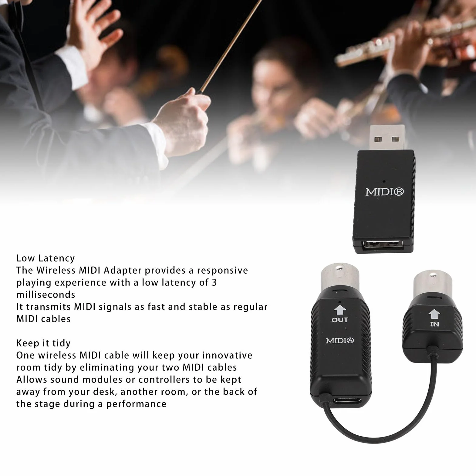 Adapter Bezprzewodowy MIDI Bezprzewodowy System Transmisji MIDI MIDI na USB Kontroler MIDI Plug and Play dla Pianina Cyfrowego Klawiatura do Urządzenia MIDI dla Systemu OS X dla