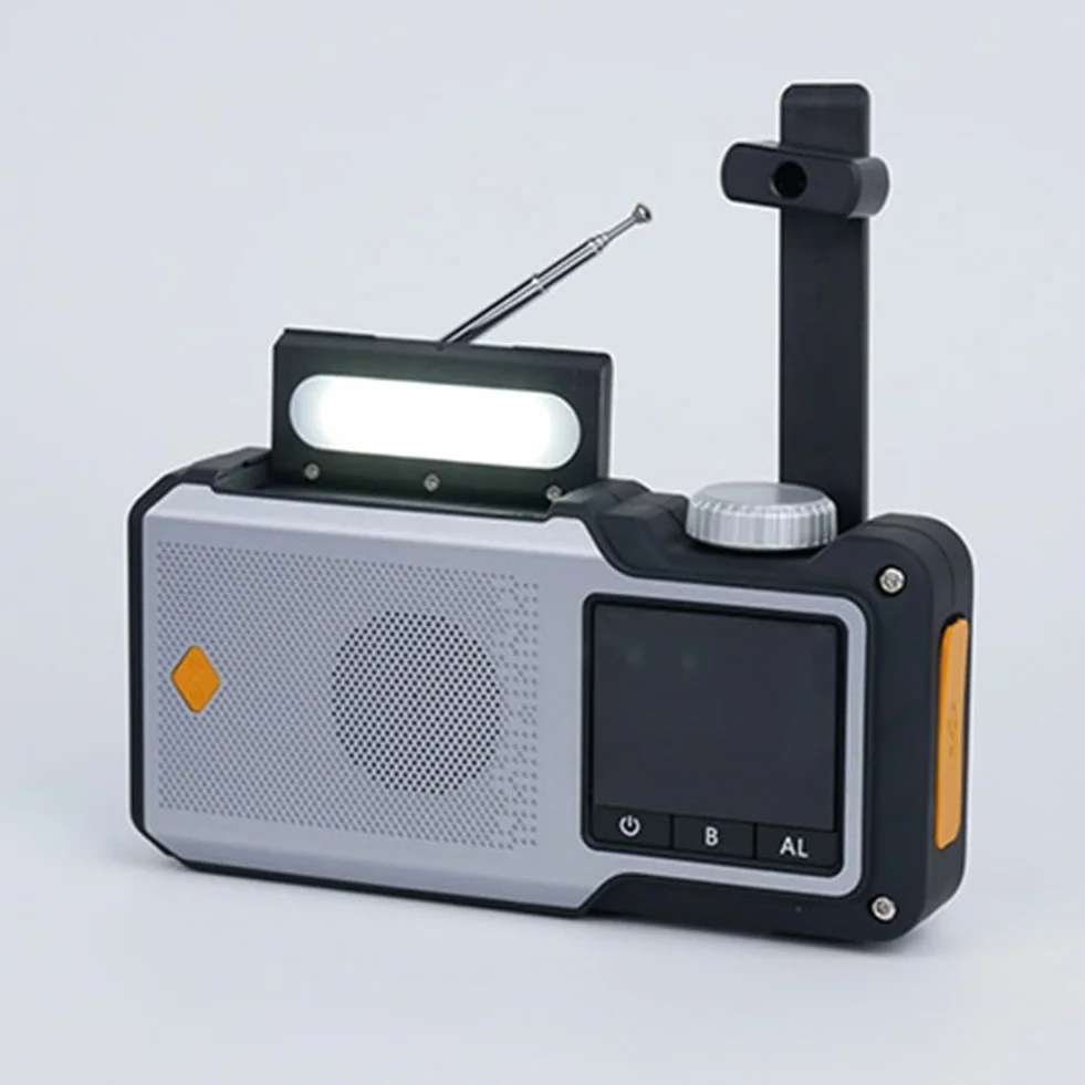 10000 mAh ręczne radio awaryjne AM/FM/WB Weather Radio solarne (kolor szary)