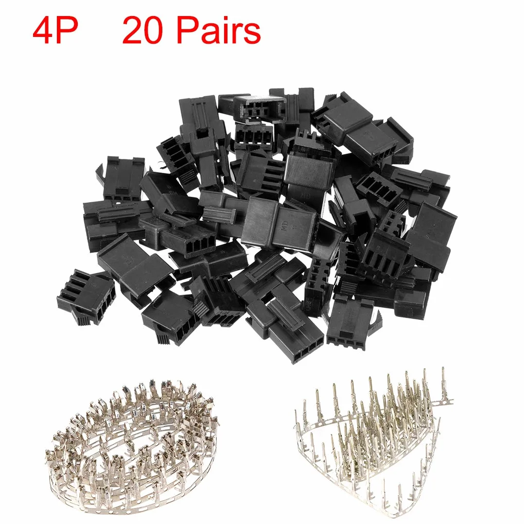 sourcing map 20 par 2,54 mm 4 piny męskie żeńskie JST-SM obudowa Crimp Terminal wtyk DE de