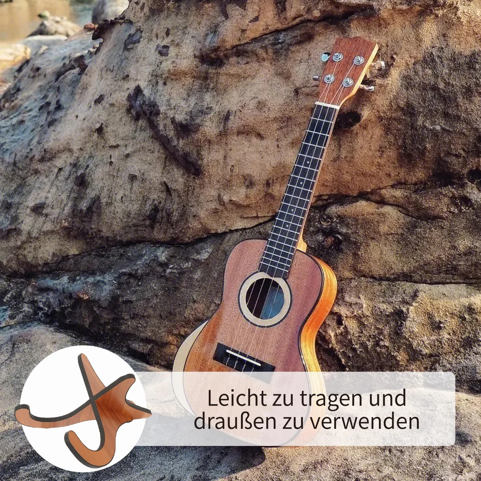 ACONDE Stojak na gitarę, drewniany stojak na ukulele, stojak na ukulele, do mandoliny, skrzypiec i mniejszych urządzeń (nie nadaje się do gitary)