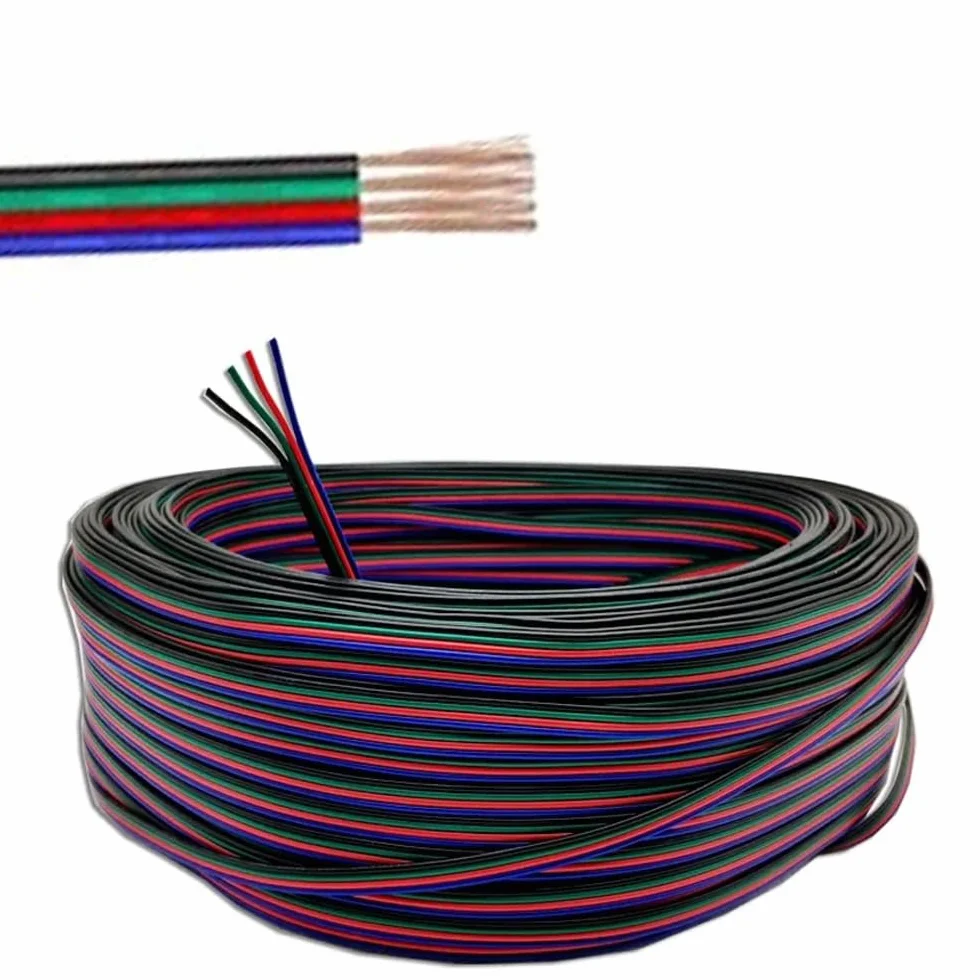 Kabel RGB 1 m – skręcony 4-żyłowy kabel połączeniowy | AWG22 4 x 0,35 mm² TC powlekane cynkiem izolacja PCW | do taśm LED RGB, niskie napięcie
