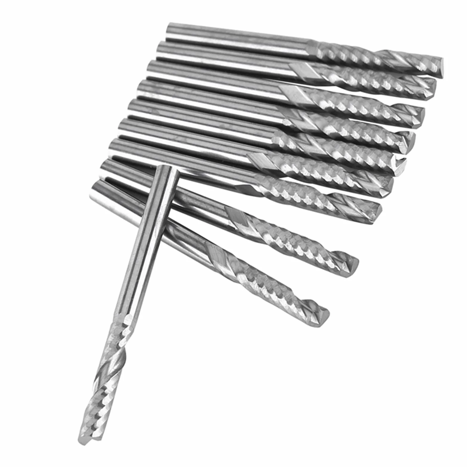 Wiertła do frezów, 10 szt. proste wiertła z chwytem frezy zestaw narzędzi CNC 3,175 mm średnica 22 mm długość do drewna stal aluminiowa