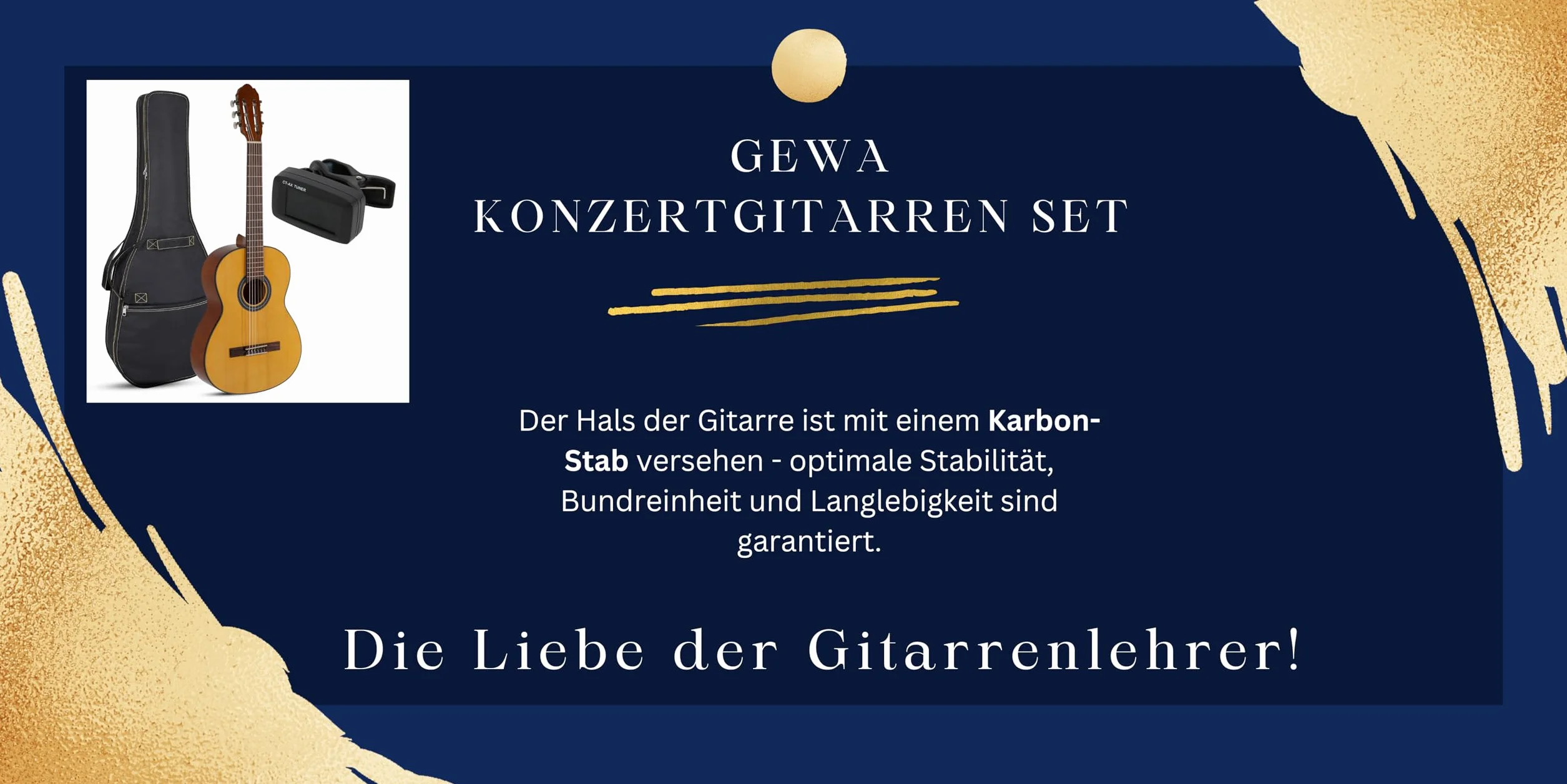 Gitary koncertowe GEWA uczeń 3/4 z torbą i tunerem, dla szkoły muzycznej, zestaw startowy