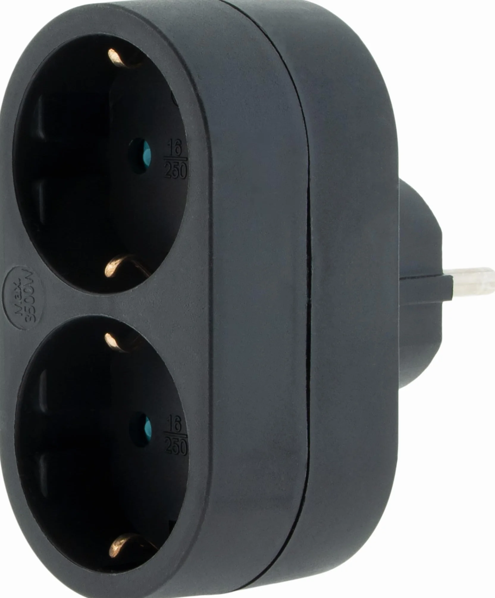 Zenitech, gniazdo Biplite, model Schuko, 16A, idealne do urządzeń elektrycznych, nowoczesny i elegancki design, idealne do domu lub biura - 16A - Czarny - 2 gniazda