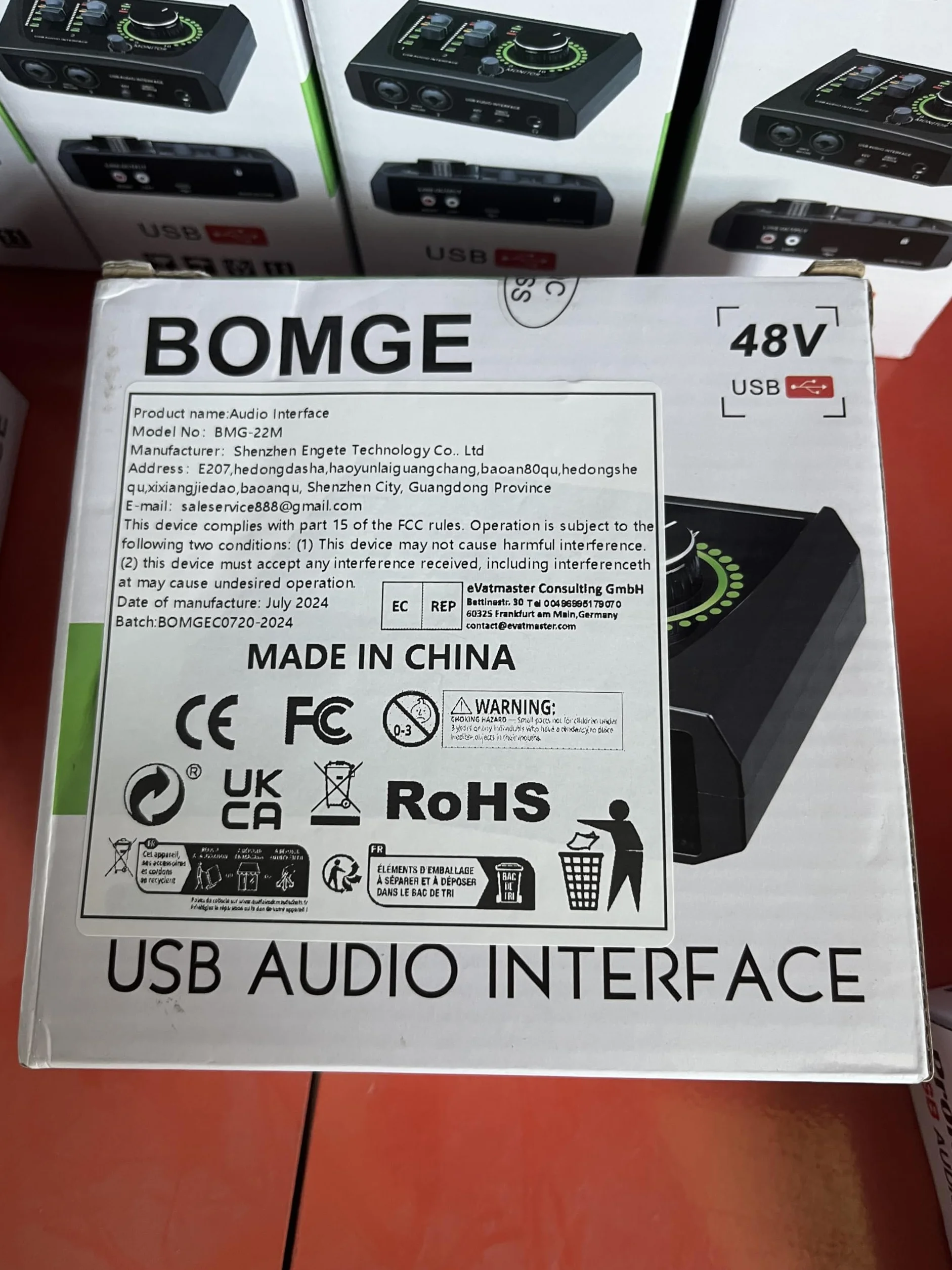 BOMGE mini 2-kanałowy interfejs audio USB do nagrywania, przesyłania strumieniowego i podcastingu, z zasilaniem fantomowym XLR/48 V, interfejs audio jakości studyjnej dla gitarzysty, wokalisty