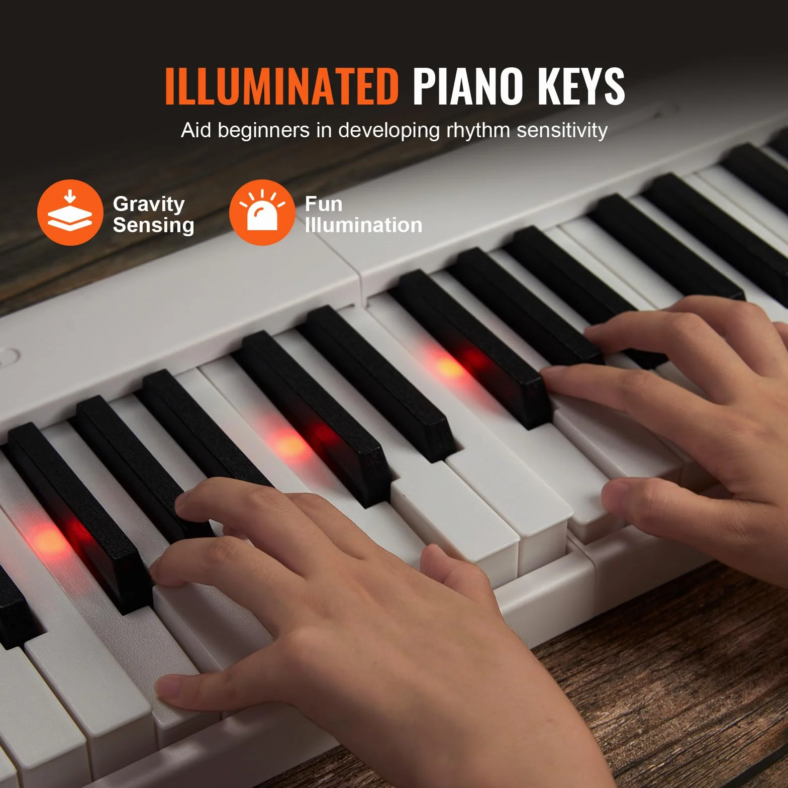 VEVOR 88 składanych klawiszy klawiatury fortepianu, Bluetooth i MIDI, cyfrowe pianino z pedałem Sustain wrażliwe na dotyk przyciski torby, ładowalna dla początkujących nastolatków dorosłych, biały