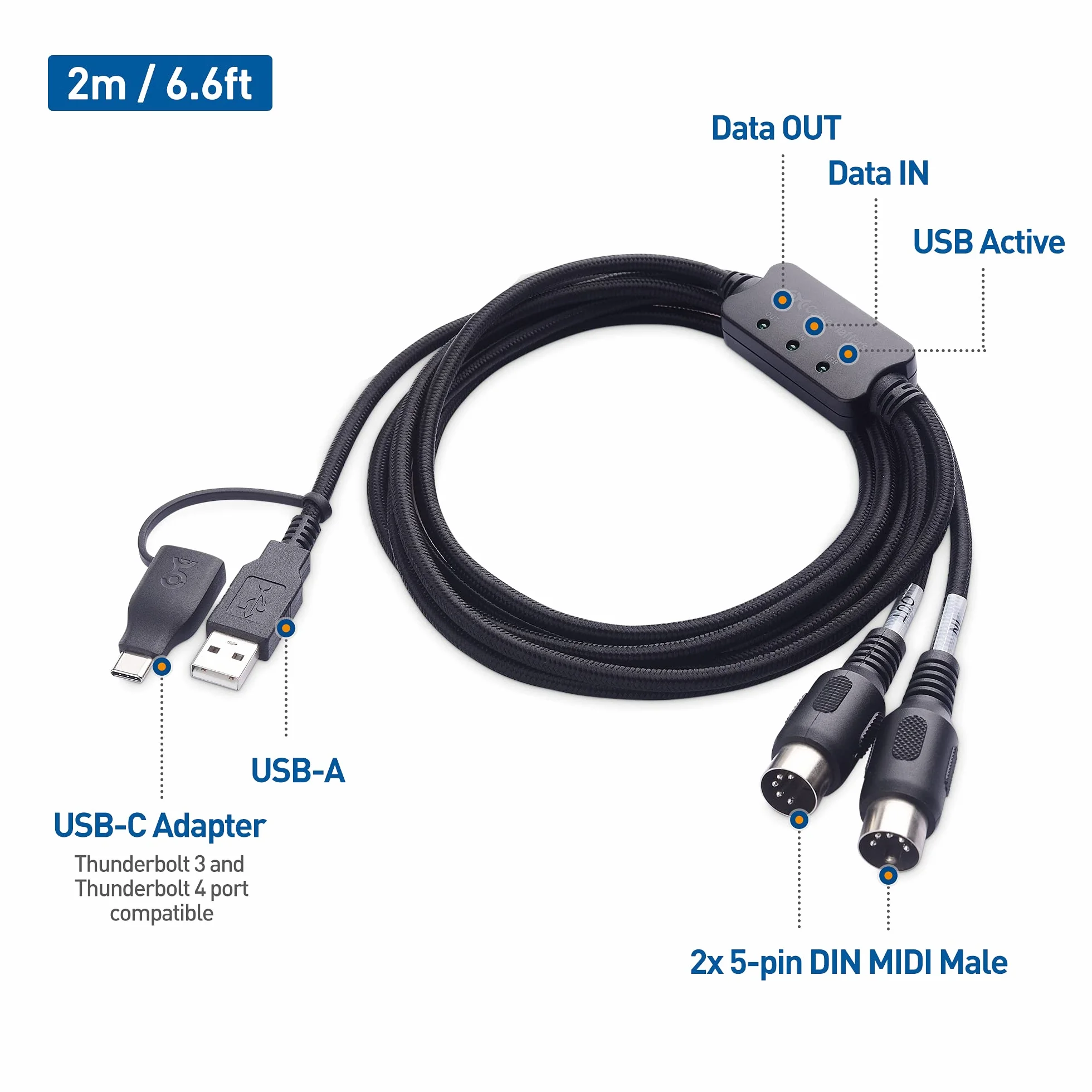 Cable Matters 202061-BLK-6 MIDI Cable,6 Feet