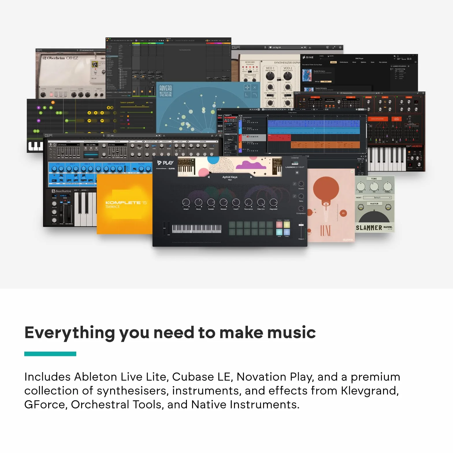 Novation Launchkey Mini 37 [MK4] — Przenośny kontroler klawiatury MIDI, 37 klawiszy, USB i integracja z DAW. Tryb akordów i skali, pady perkusyjne, arpeggiator i oprogramowanie do tworzenia muzyki