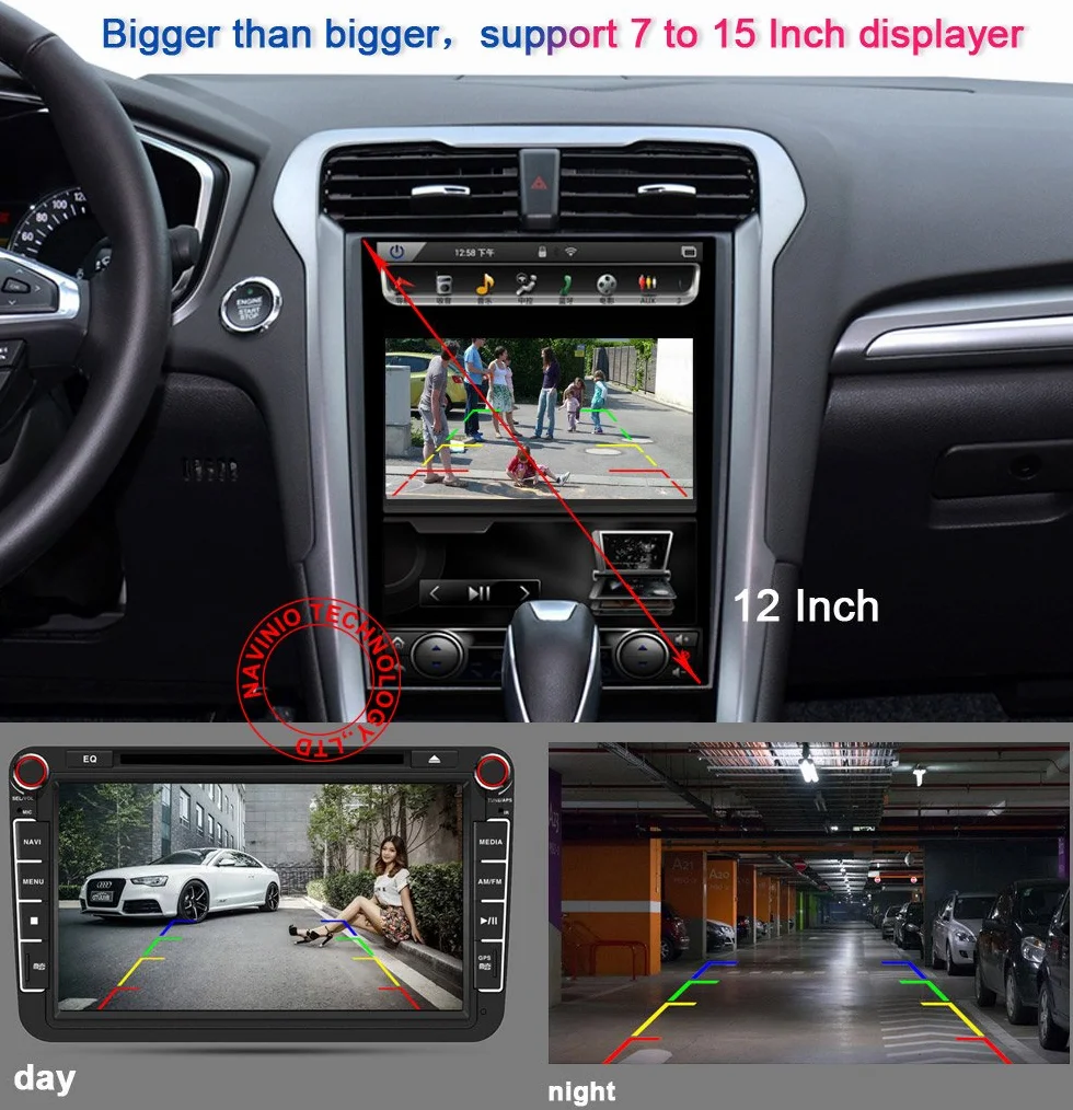 Lampa hamowania HD, kamera cofania z lusterkiem, 7 cali, ekran dotykowy, monitor, transporter, wodoszczelna widoczność w nocy, kamera cofania samochodu, zamiennik do Ford Transit Custom 2012-2016