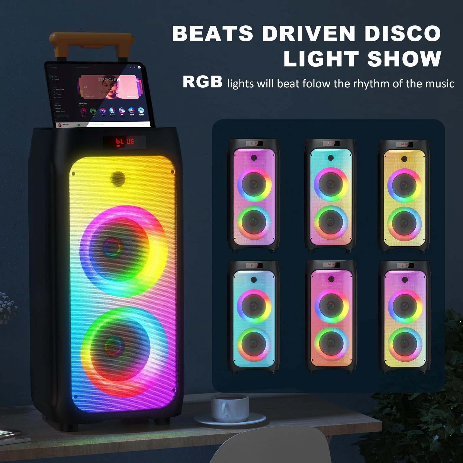 JYX Profesjonalne Karaoke Pełna z 2 bezprzewodowymi mikrofonami, Głośnik Bluetooth Karaoke Przenośny system Pa,TWS, Radio MP3 USB/TF/FM/Rec na imprezę