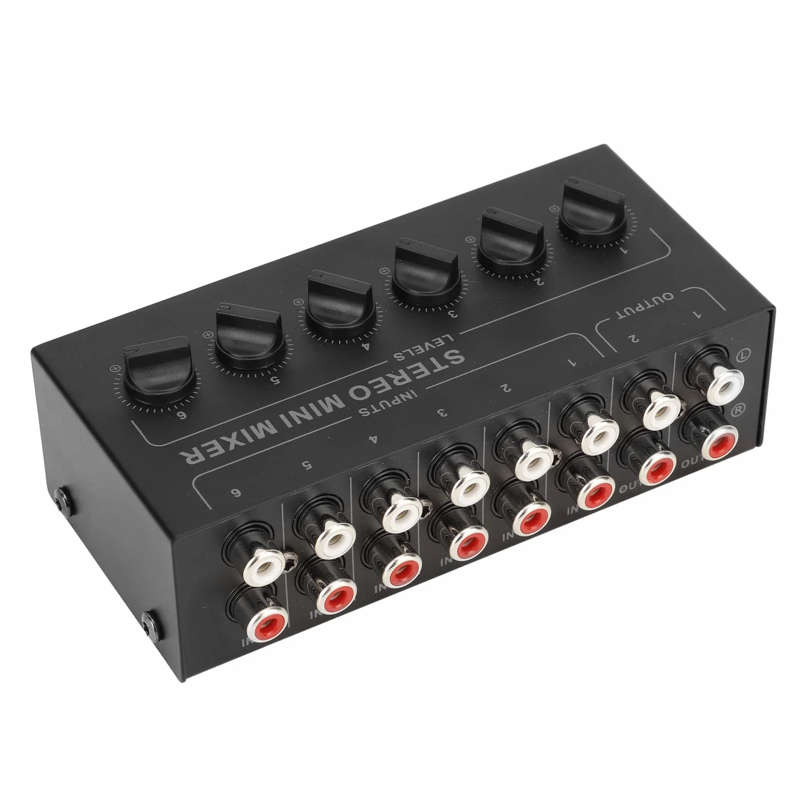 Mini Mikser Stereo 6-kanałowa Niezależna Regulacja Głośności Przenośny Mikser Pasywny do Laptopa PC CD