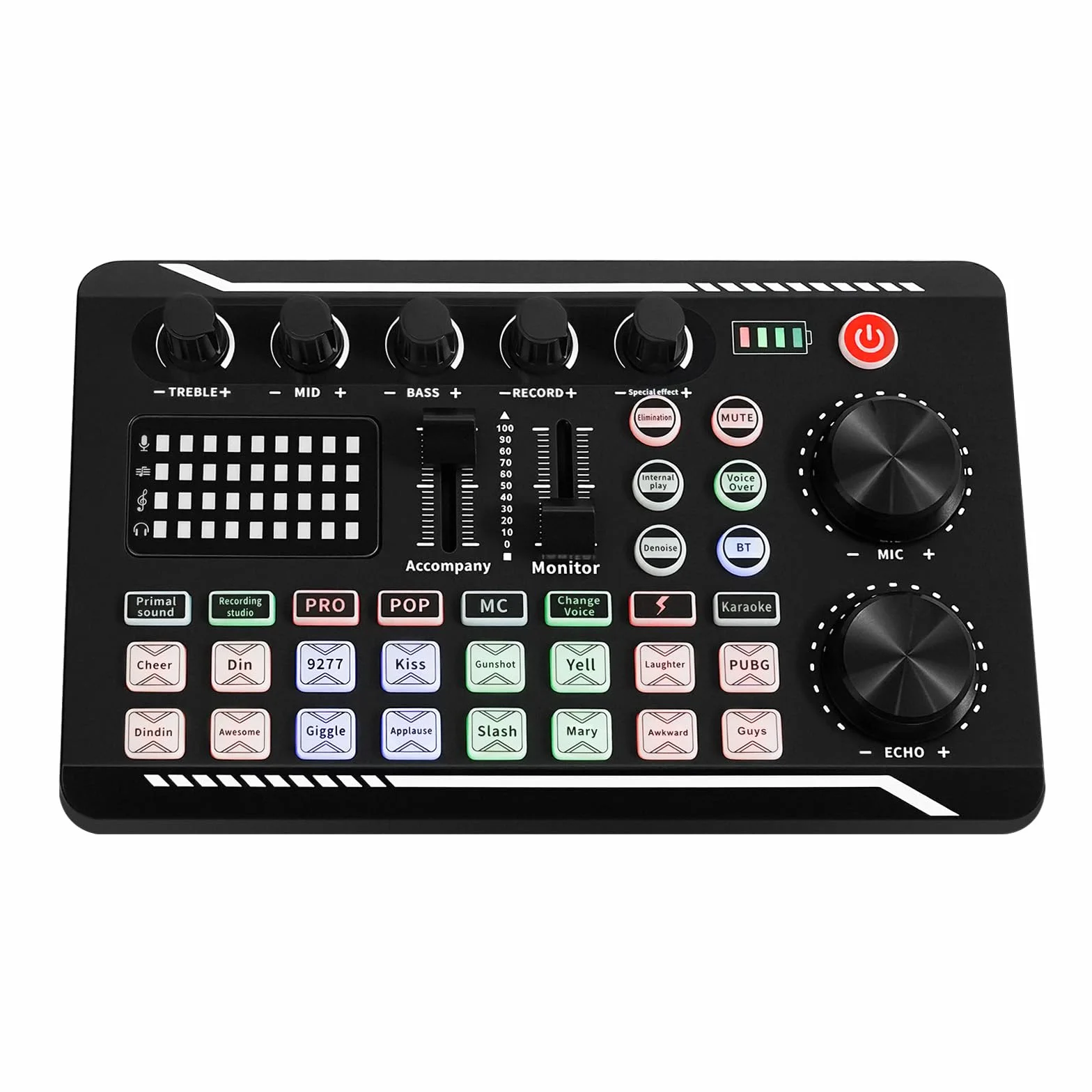 Soundboard Live Sound Card Interfejs audio mikser strumieniowy z efektami dźwiękowymi Bluetooth zmieniacz głosu, karta dźwiękowa do nagrywania podcastów, streaming na żywo, YouTube, PC, smartfon