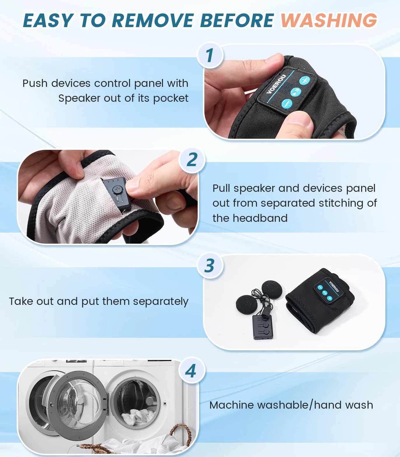 Voerou Sleep Headphones sportowe słuchawki z ultracienkimi głośnikami stereo HD do spania, treningu, joggingu, jogi, bezsenności, podróży