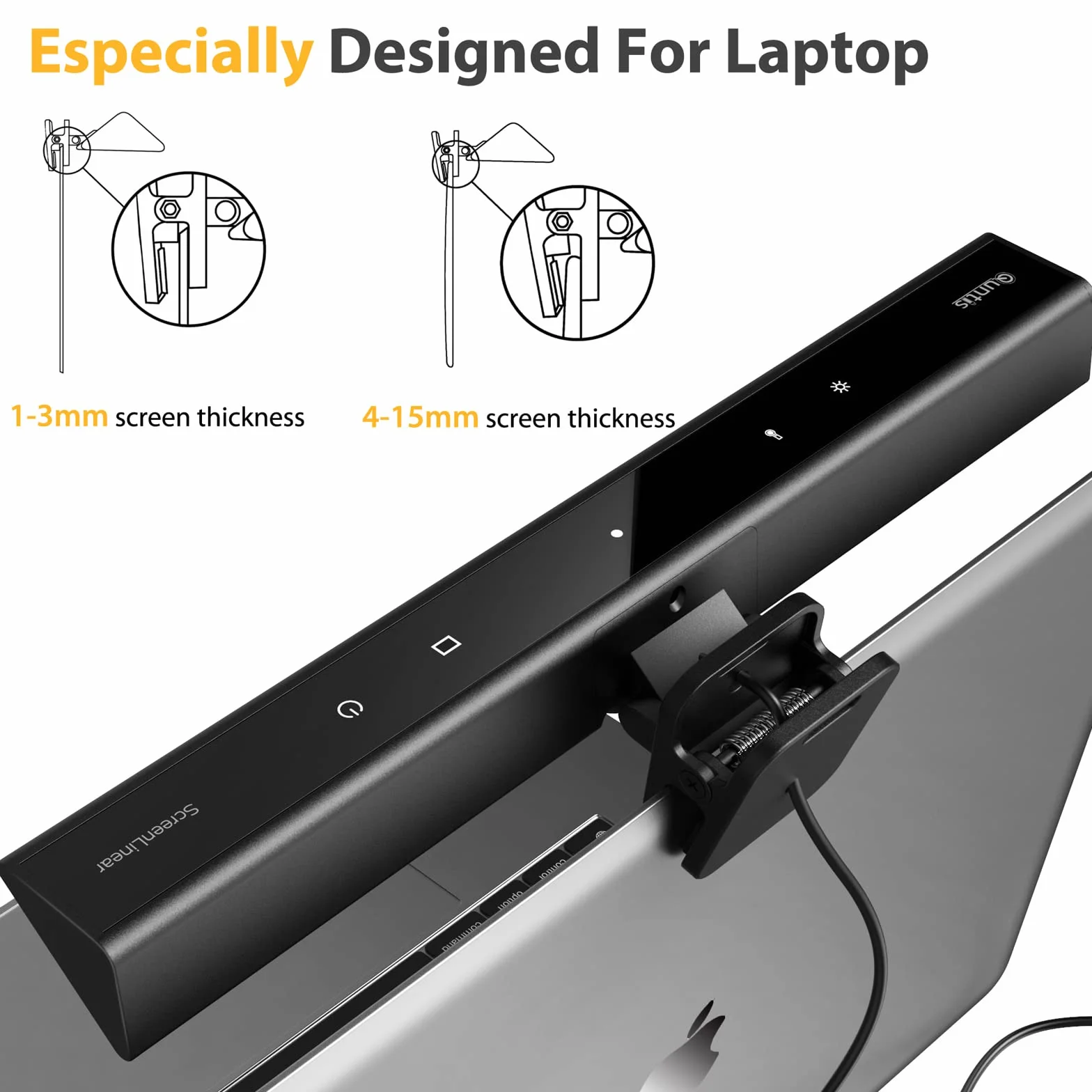 Quntis Lampa LED do monitora laptopa, USB z dotykowym sterowaniem, antyrefleksyjne światło, antypromieniujące, biurkowa lampka z automatycznym ściemnianiem do notebooka