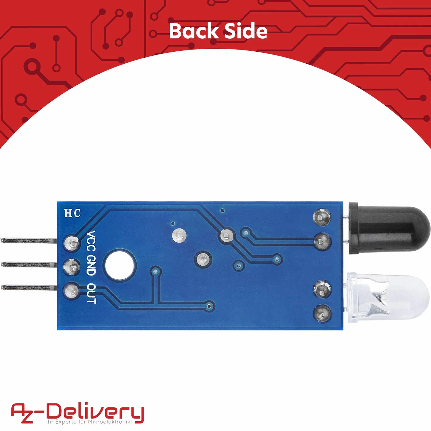 AZDelivery IR Moduł podczerwieni do wykrywania przeszkód Czujnik odległości kompatybilny z Arduino i Raspberry Pi