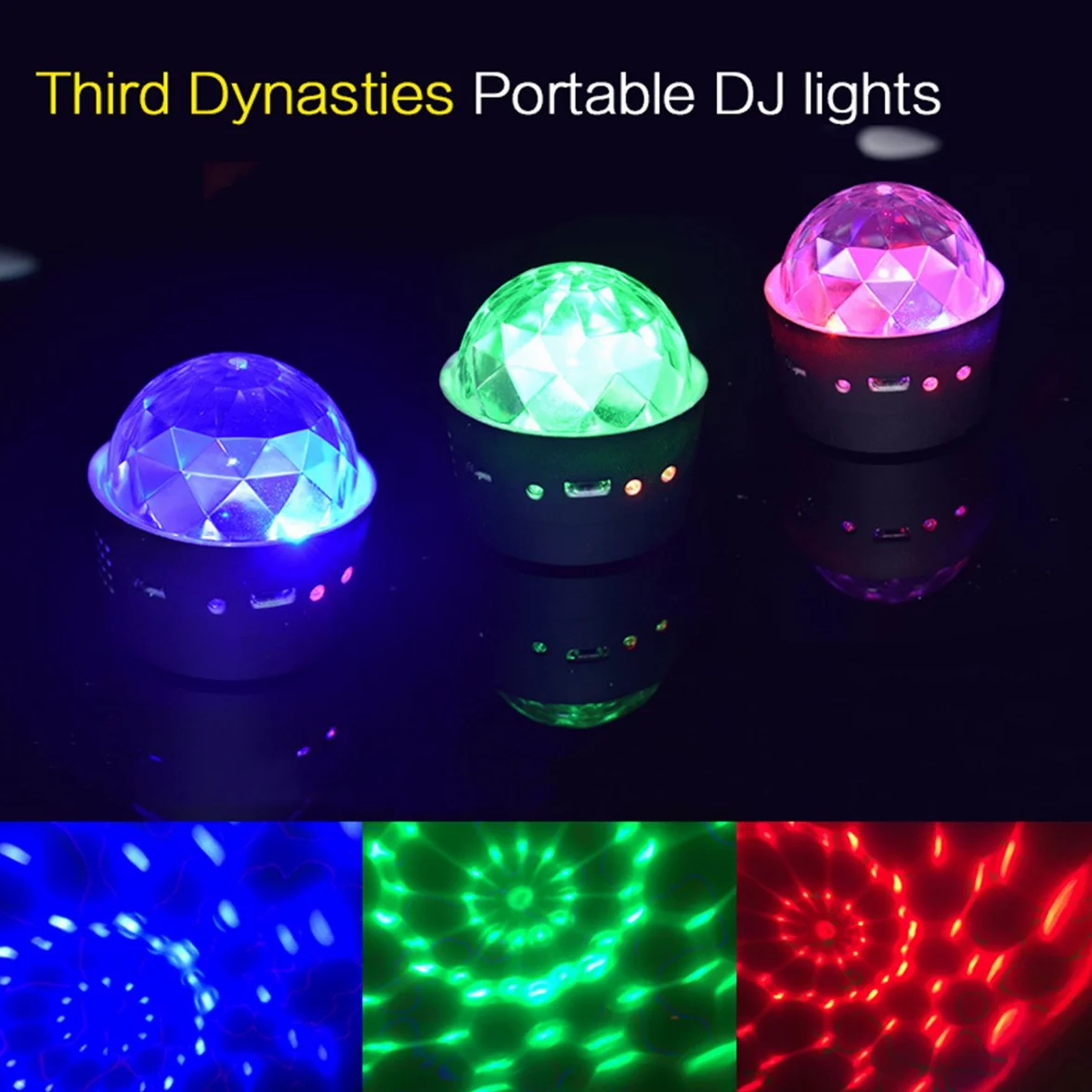YIKANWEN Mini Disco Light wielokolorowa kula stroboskopowa LED, aktywowana dźwiękiem, przenośna, zasilanie bateryjne