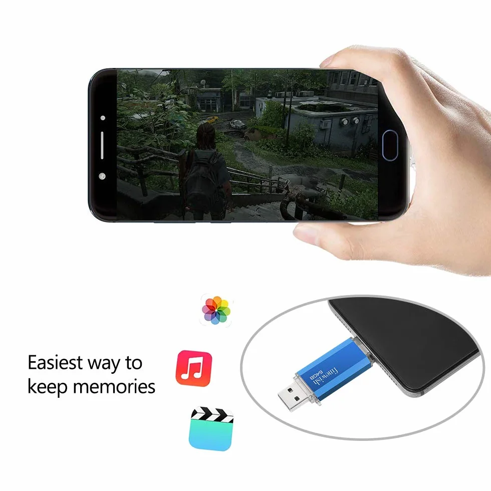 Pamiec typu C 64 GB, 2 w 1 USB C do MacBook Pro, telefonow komorkowych Android i iPad'a